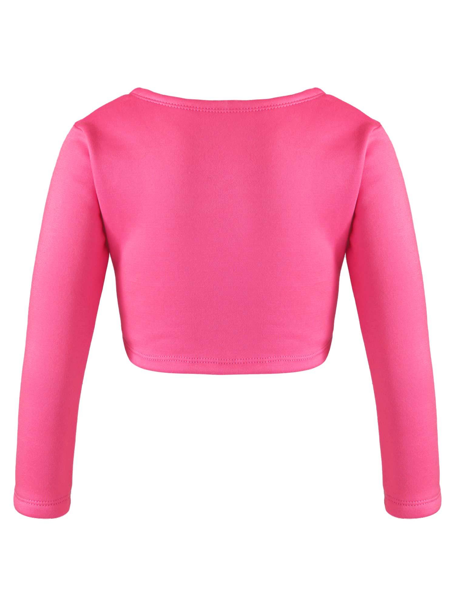 Kids Girls Long Sleeve Knot Ruch Front Solid Color Dance Top