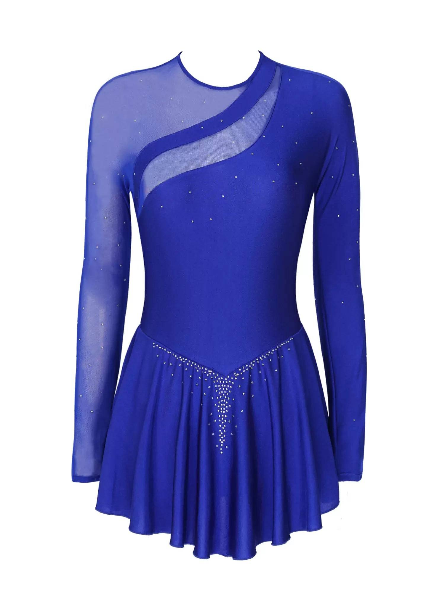 Women Long Sleeves Figure Skating Mini Dress