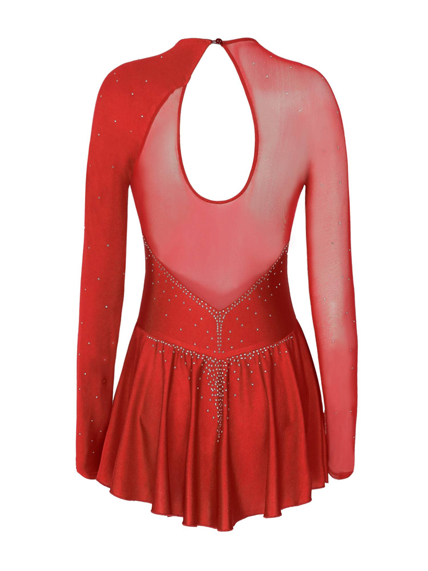 Women Long Sleeves Figure Skating Mini Dress