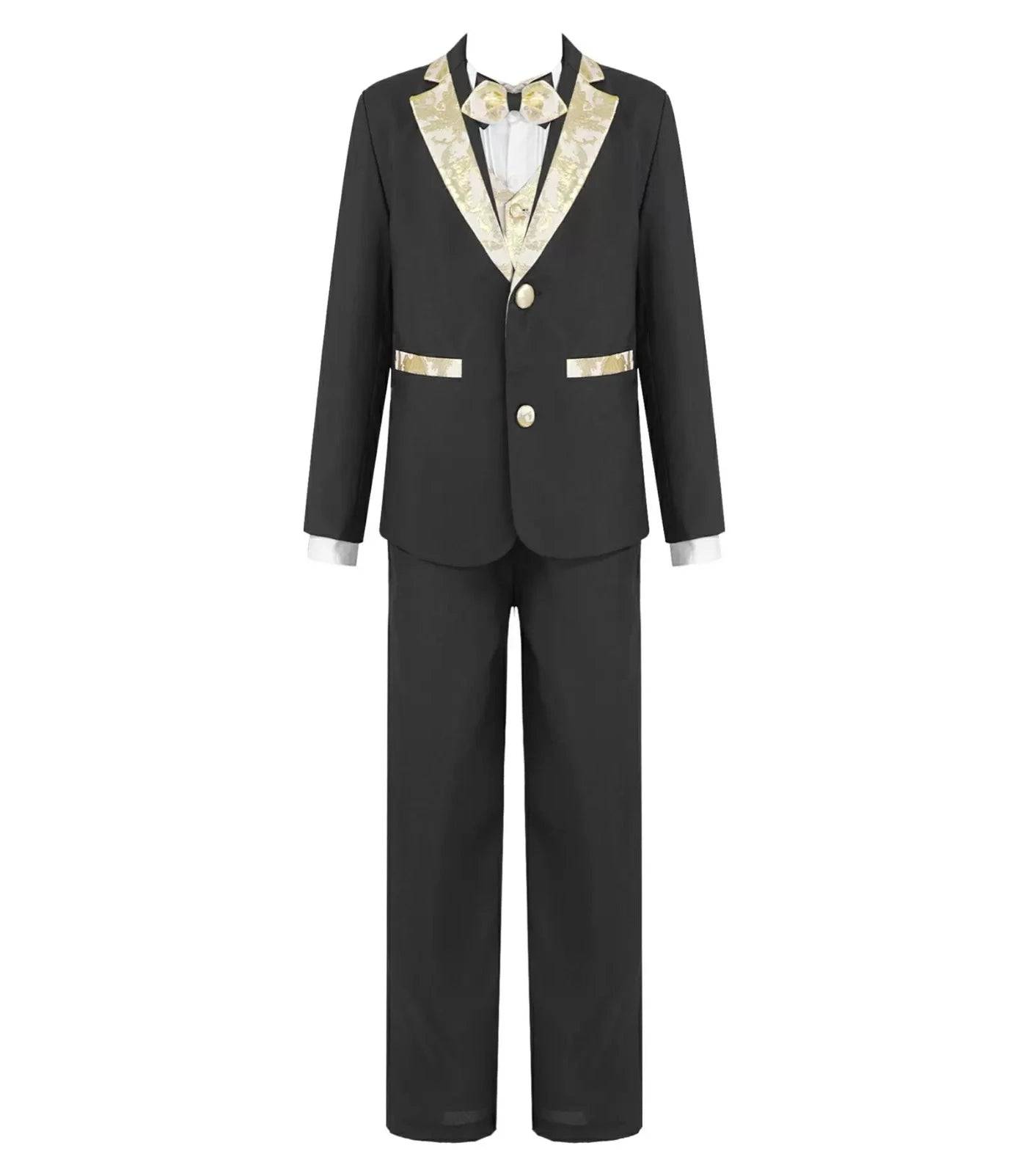 Kids Boys 5Pcs Jacquard Gentleman Tuxedo Suit