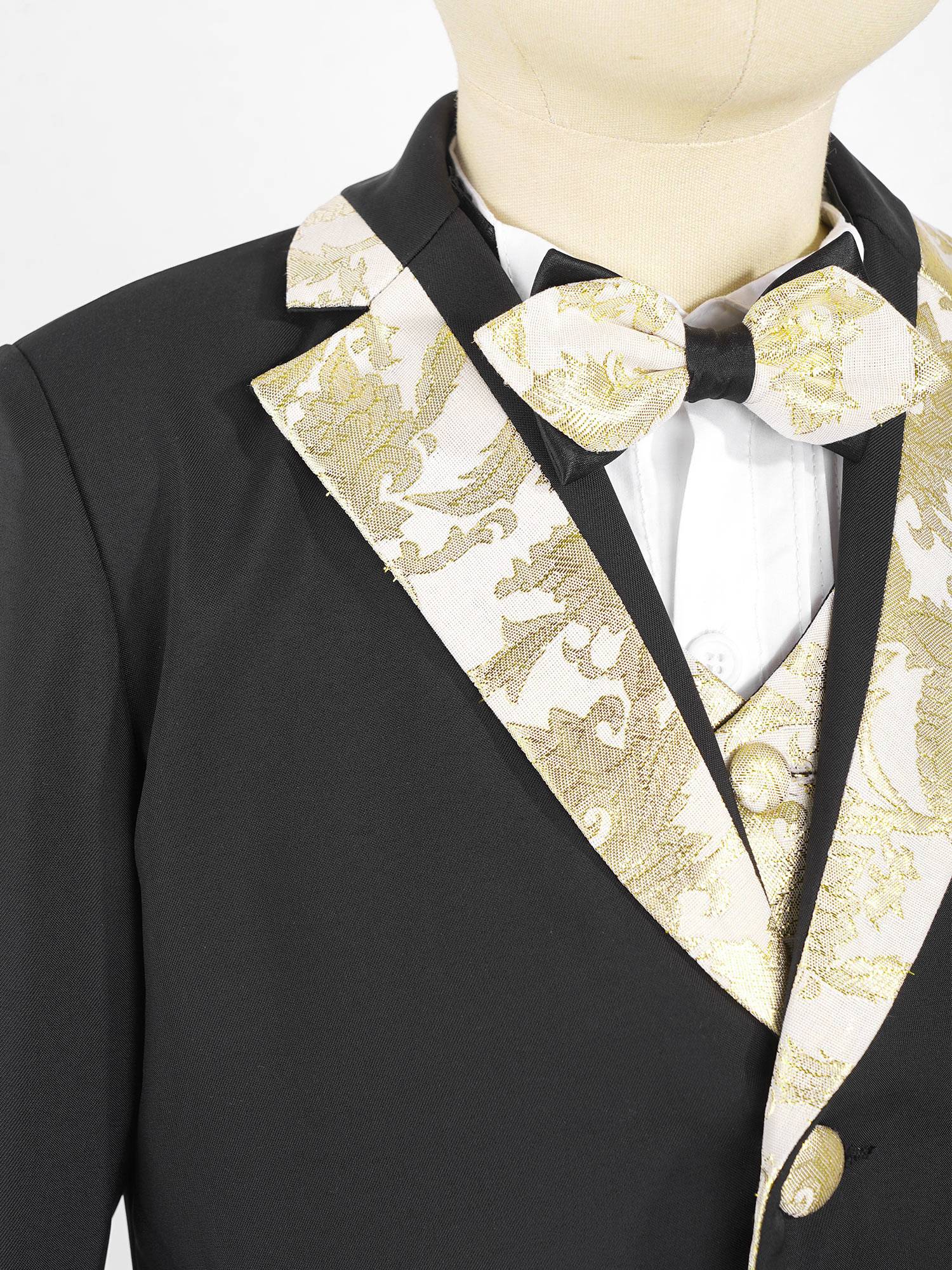 Kids Boys 5Pcs Jacquard Gentleman Tuxedo Suit