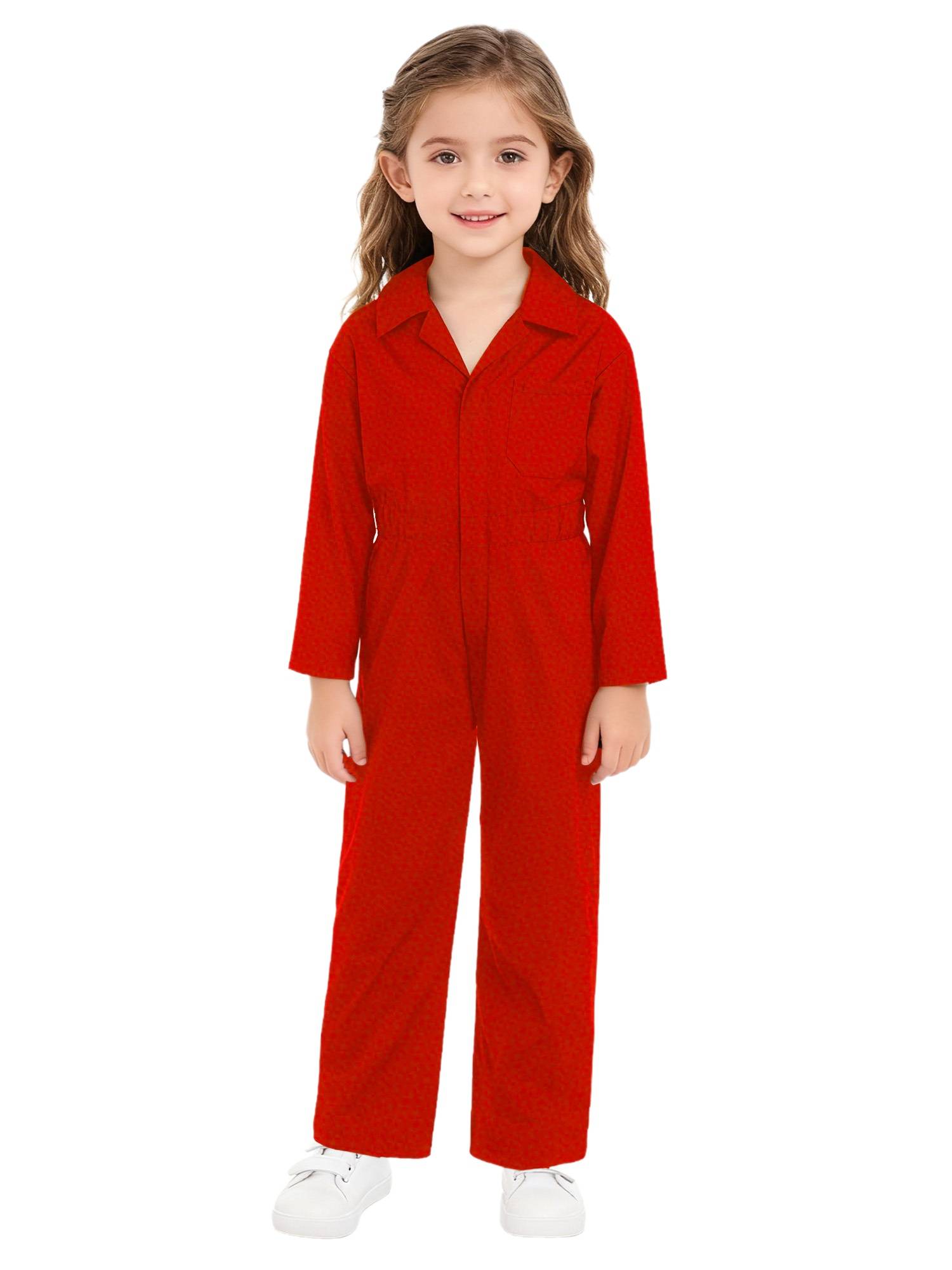 Kids Boys Long Sleeve Zipper Solid Color Coverall Casual Jumpsuit