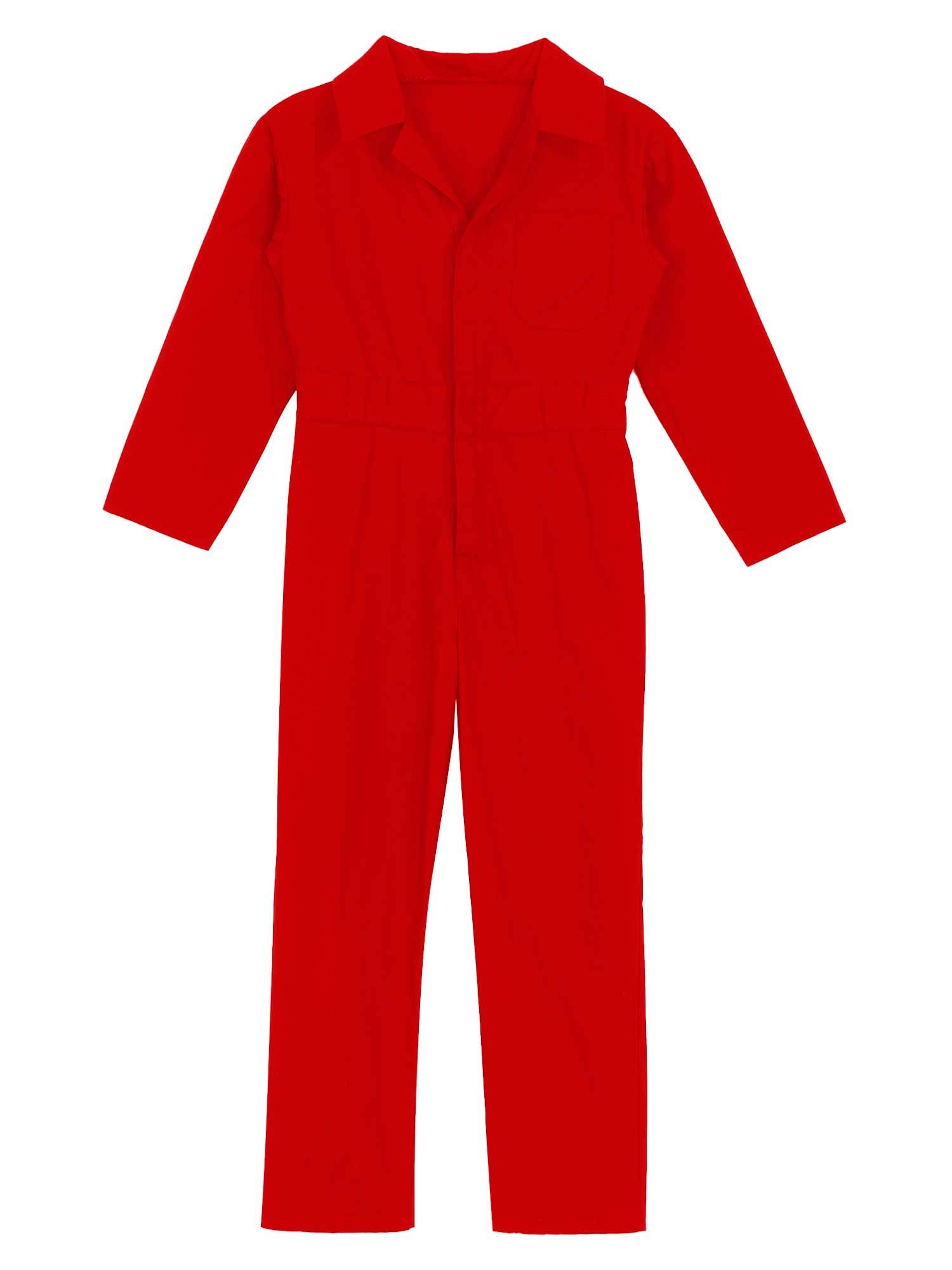 Kids Boys Long Sleeve Zipper Solid Color Coverall Casual Jumpsuit