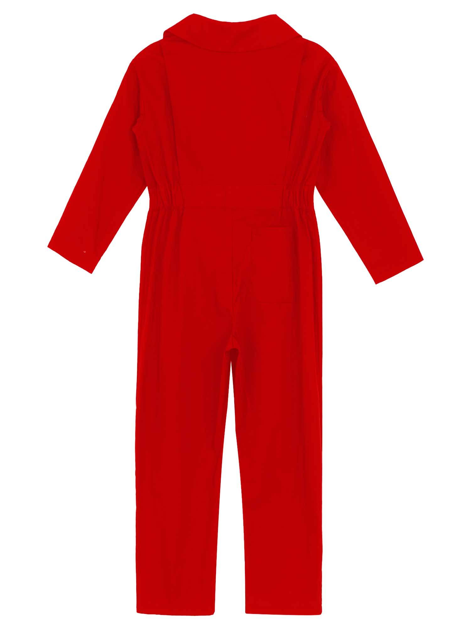 Kids Boys Long Sleeve Zipper Solid Color Coverall Casual Jumpsuit