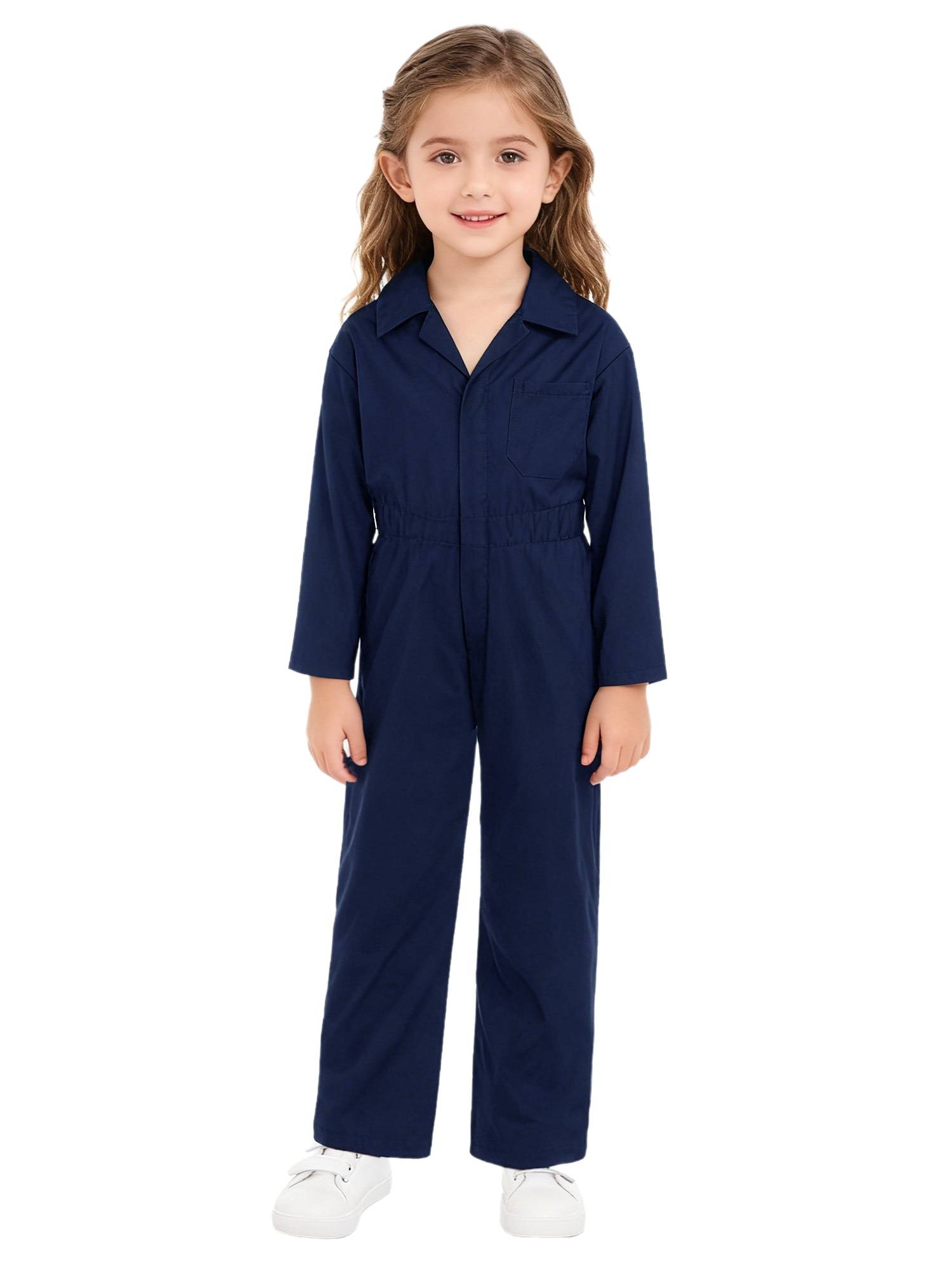 Kids Boys Long Sleeve Zipper Solid Color Coverall Casual Jumpsuit