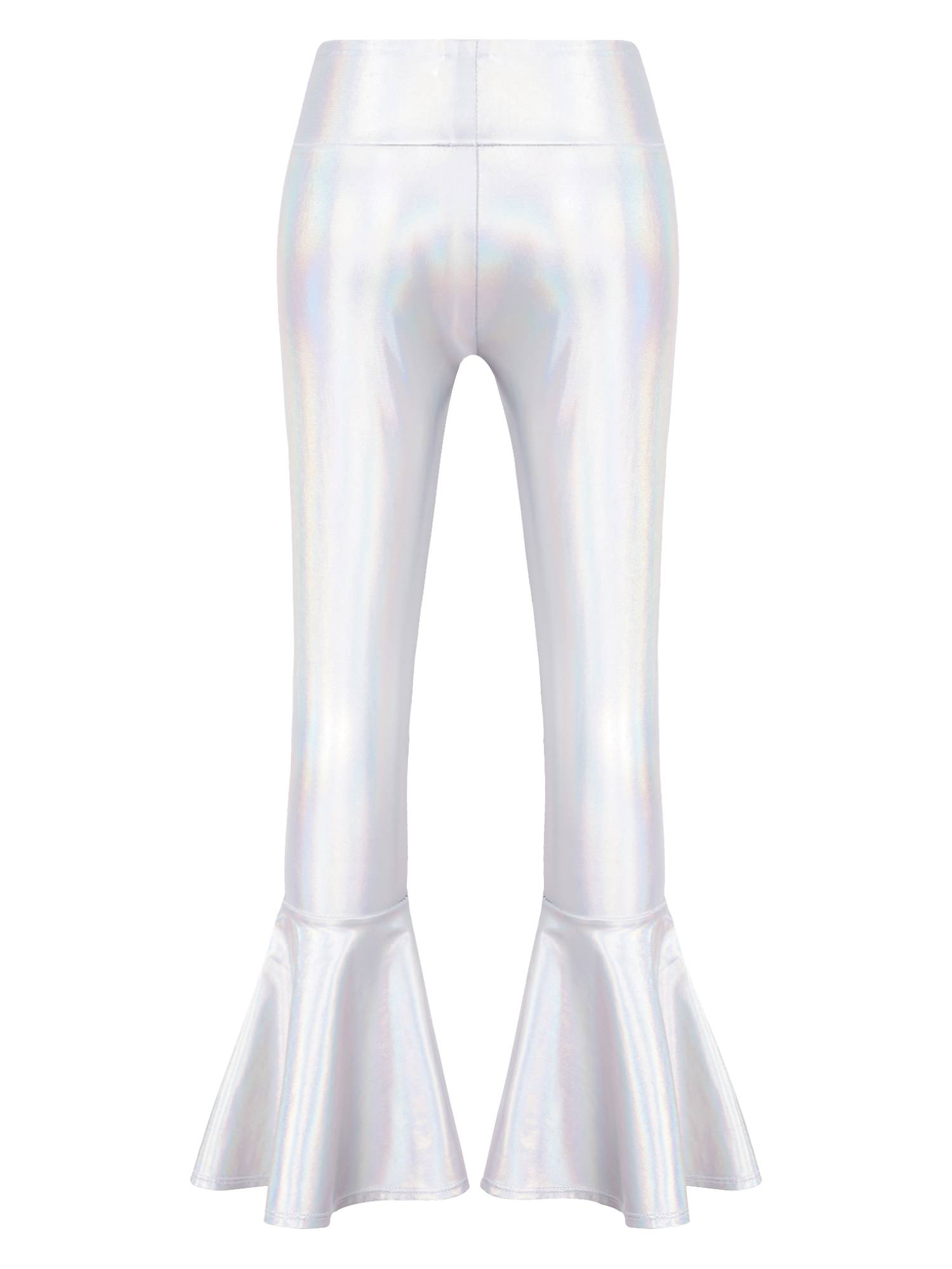 Kids Girls High Waist Glossy Bell-bottom Dance Pants
