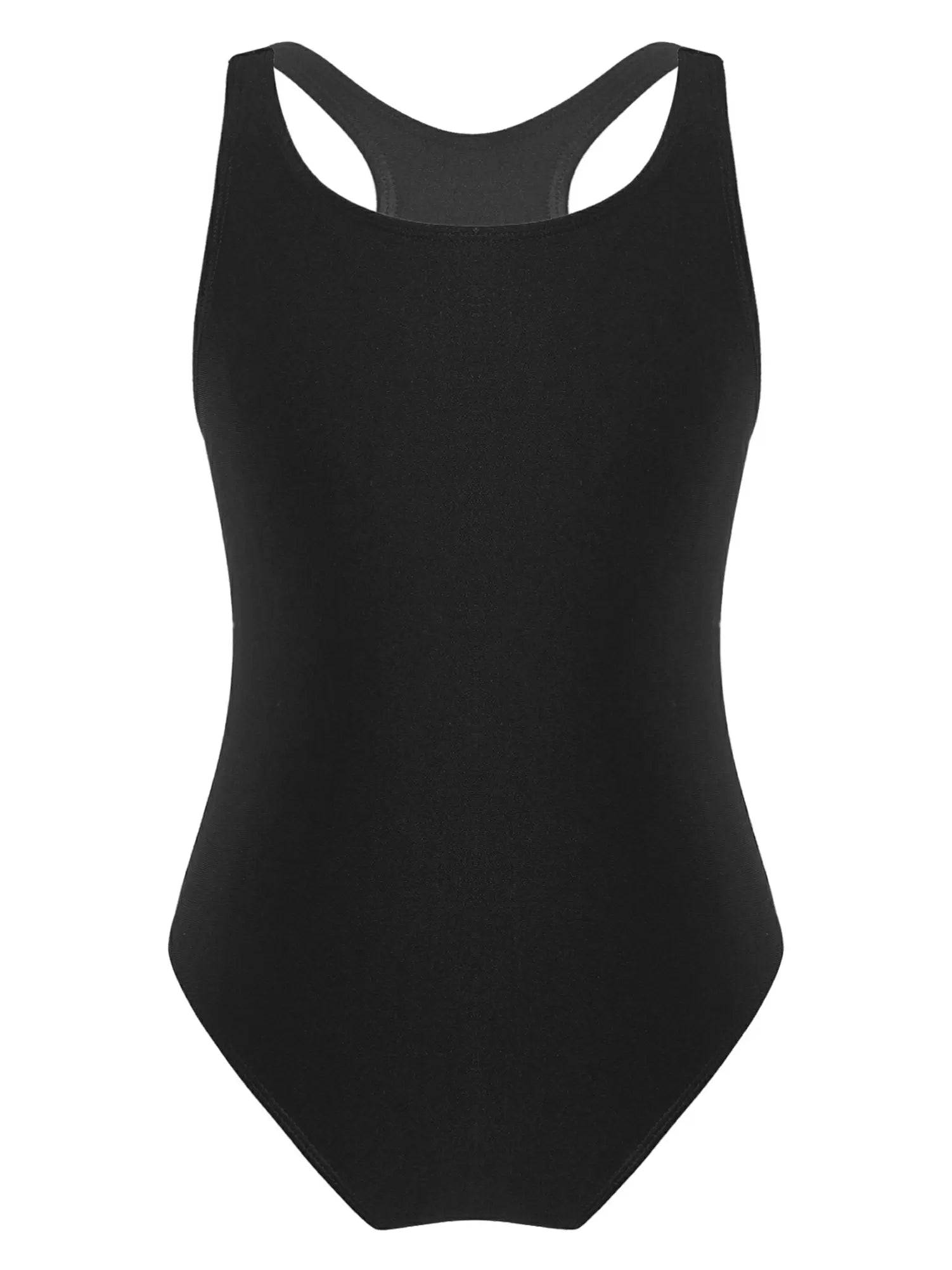 Kids Girls One-Piece Sleeveless Swimsuit Keyhole Back Monokini