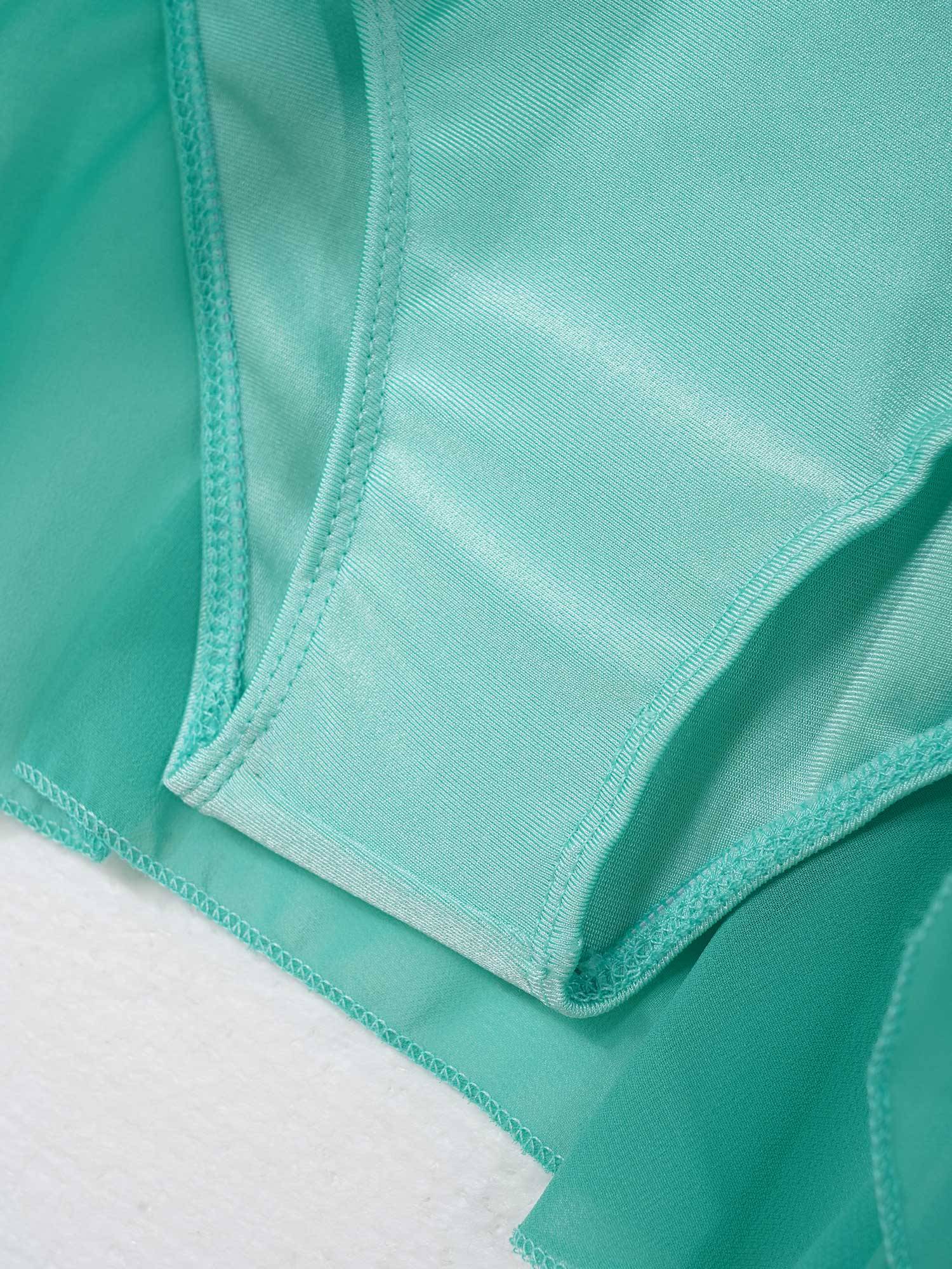 Kids Girls Mesh Long Sleeves Figure Ice Skating Leotard Dress