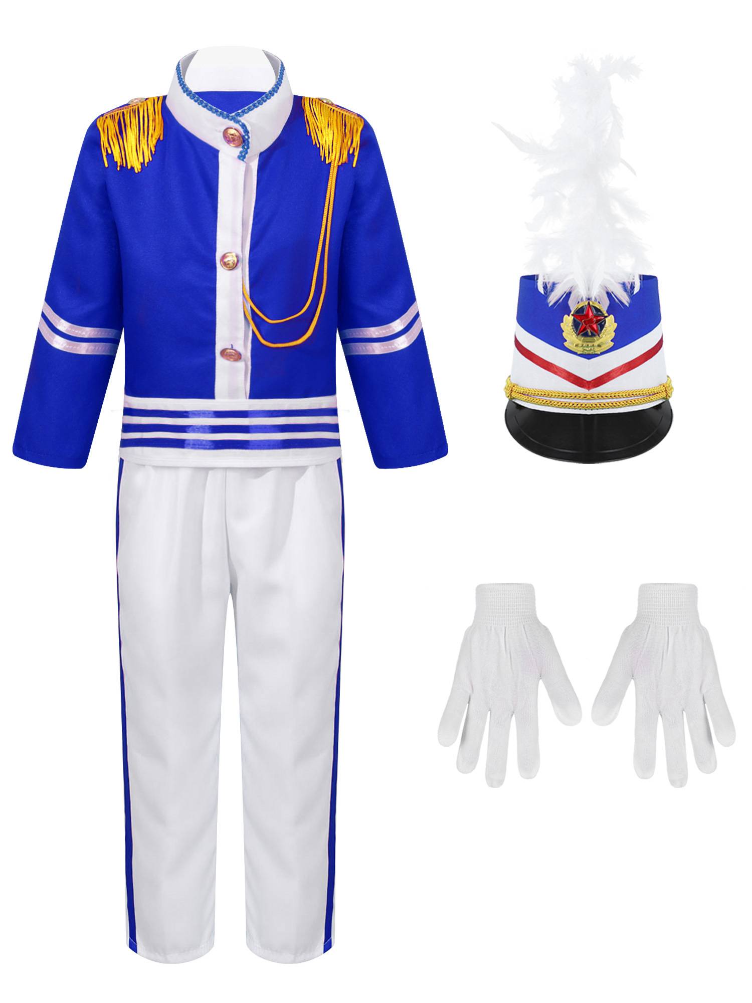 Kids 5pcs Drum and Trumpet Team Costume Honor Guard Uniform Set