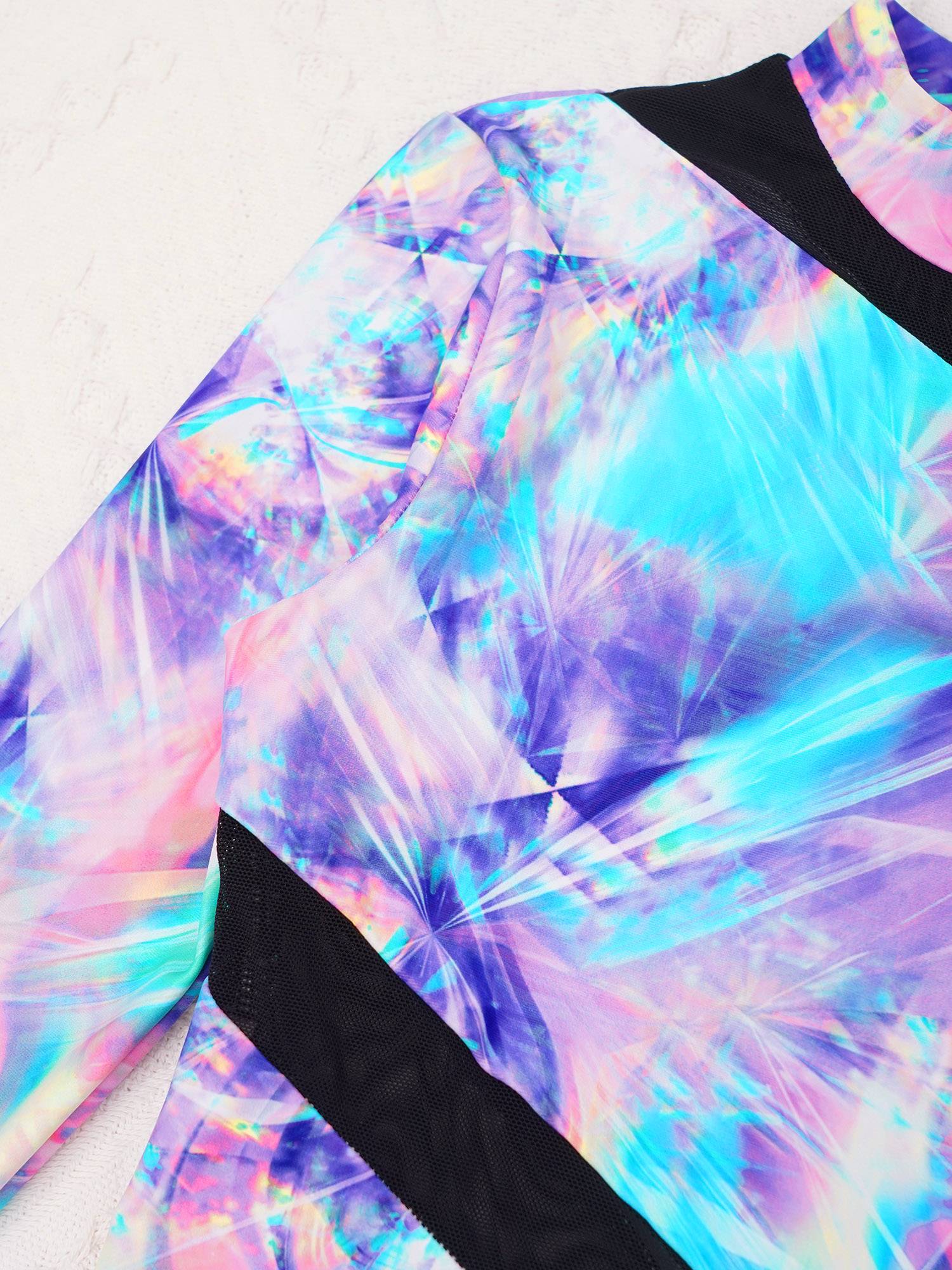 Kids Girls Mock Neck Long Sleeves Gym Jumpsuit