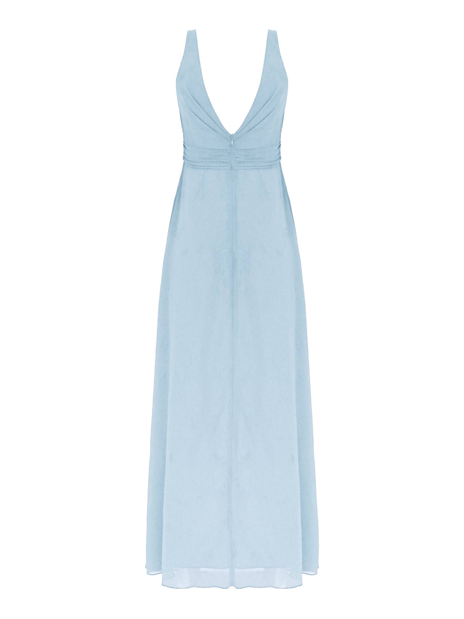 Women Solid V Back Maxi Bridesmaid Dresses