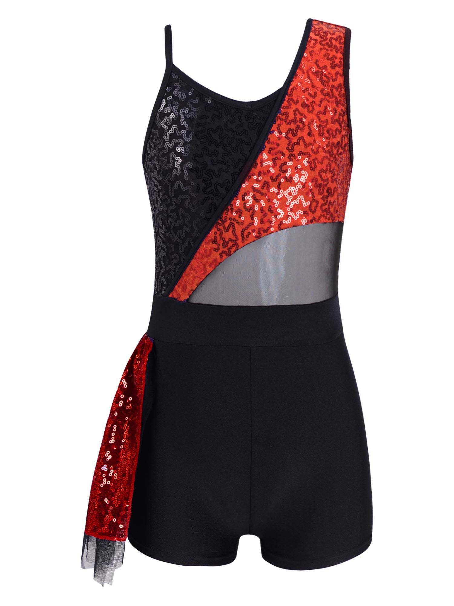 Kids Girls Sleeveless Sequins Jazz Dance Leotards