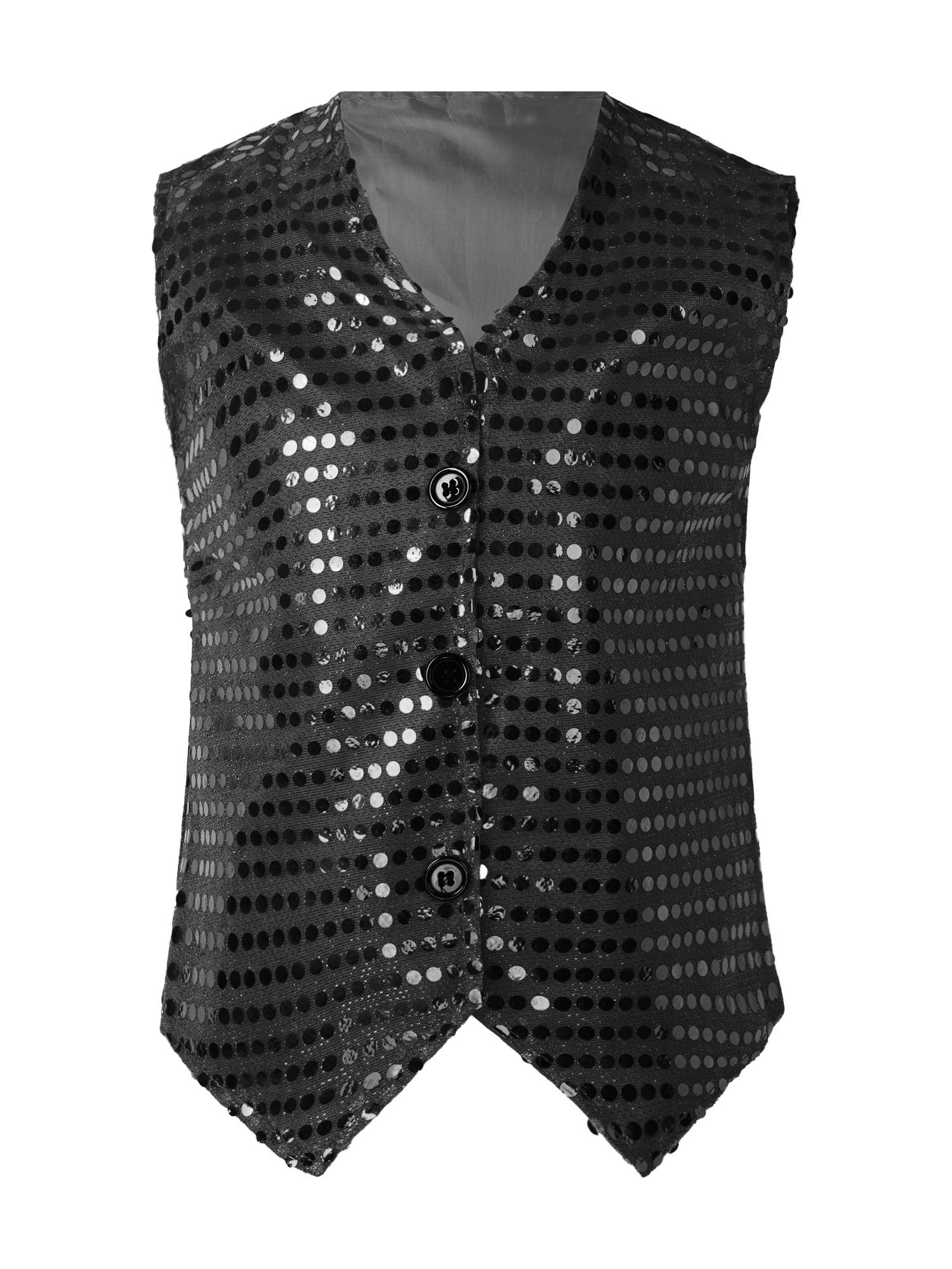 Kids Boys Sleeveless Sequins Solid Color Vest