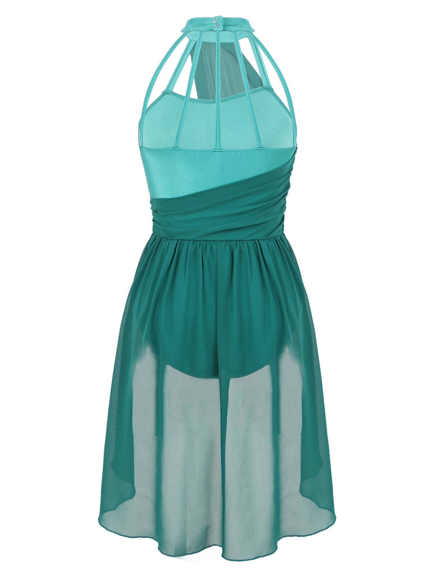 Women Sleeveless Chiffon Lyrical Dance Leotard Dress