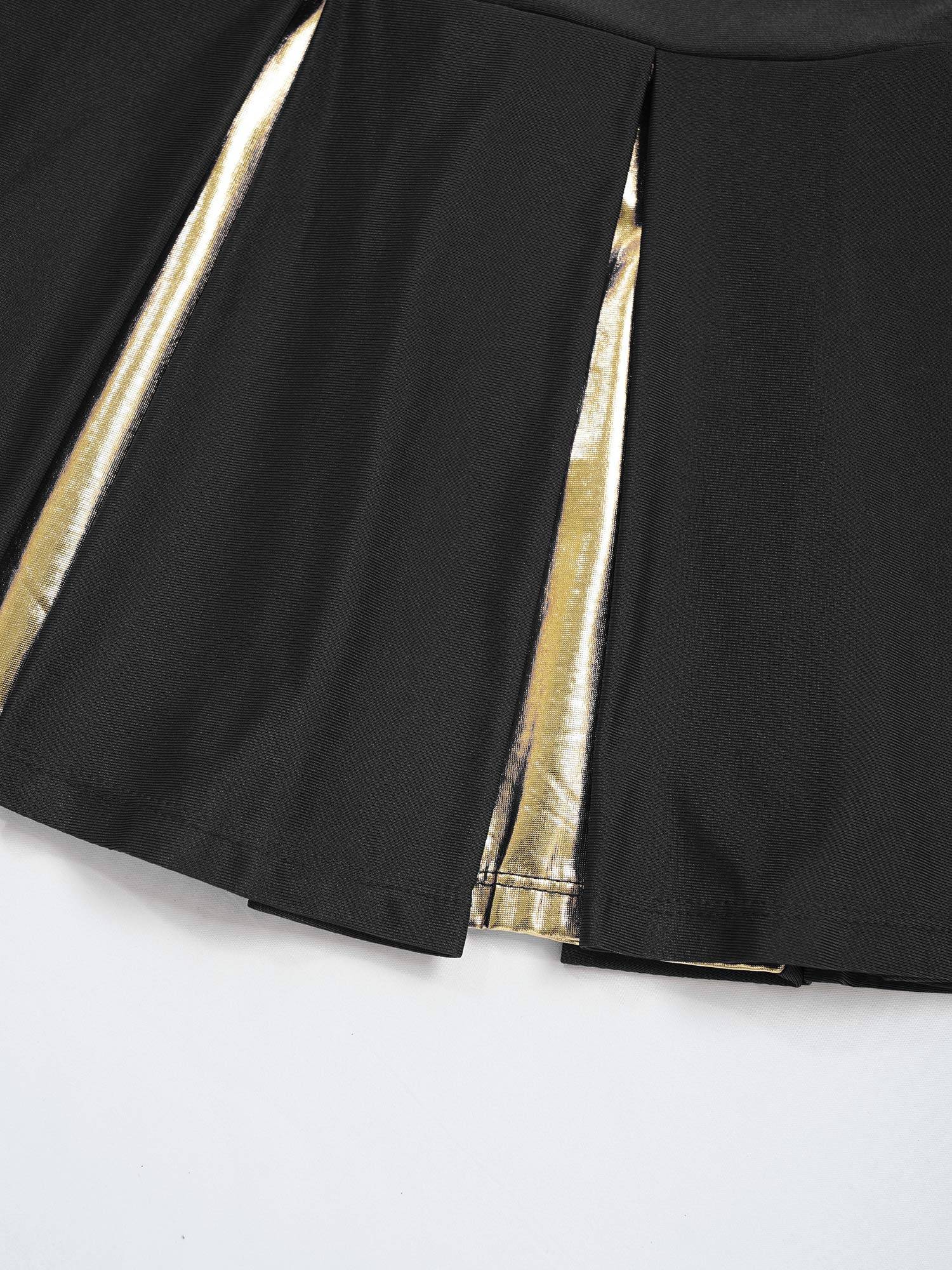 Kids Girls 2pcs Sleeveless Crop Top with Skirt Cheerleading Dance Set