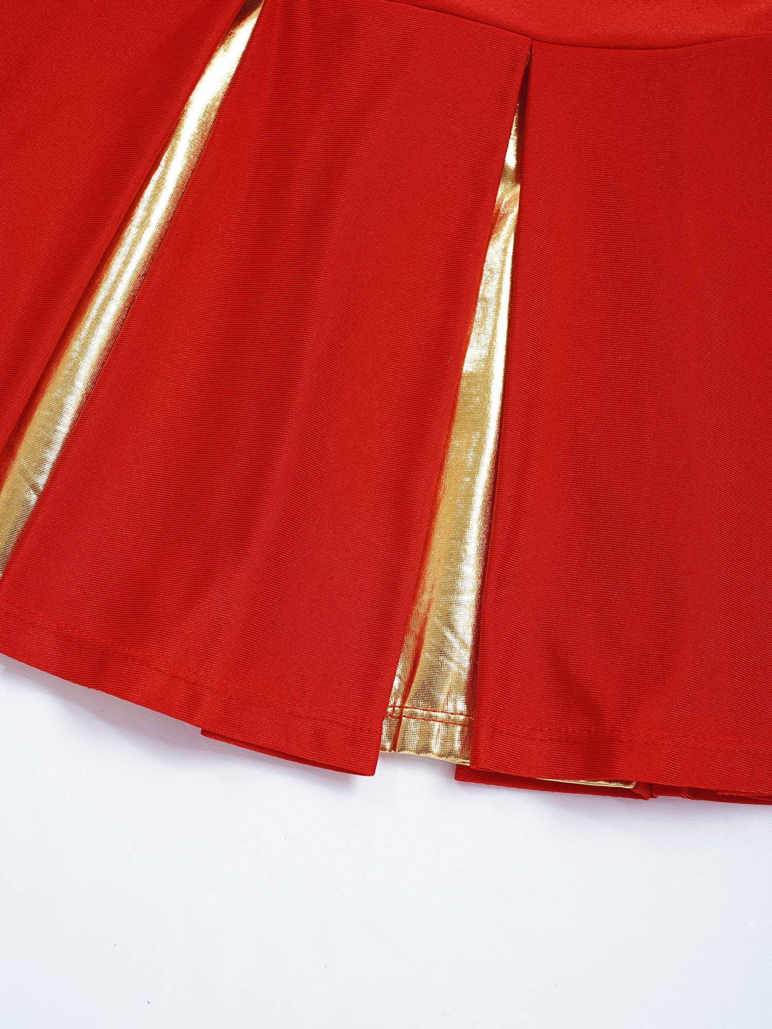 Kids Girls 2pcs Sleeveless Crop Top with Skirt Cheerleading Dance Set