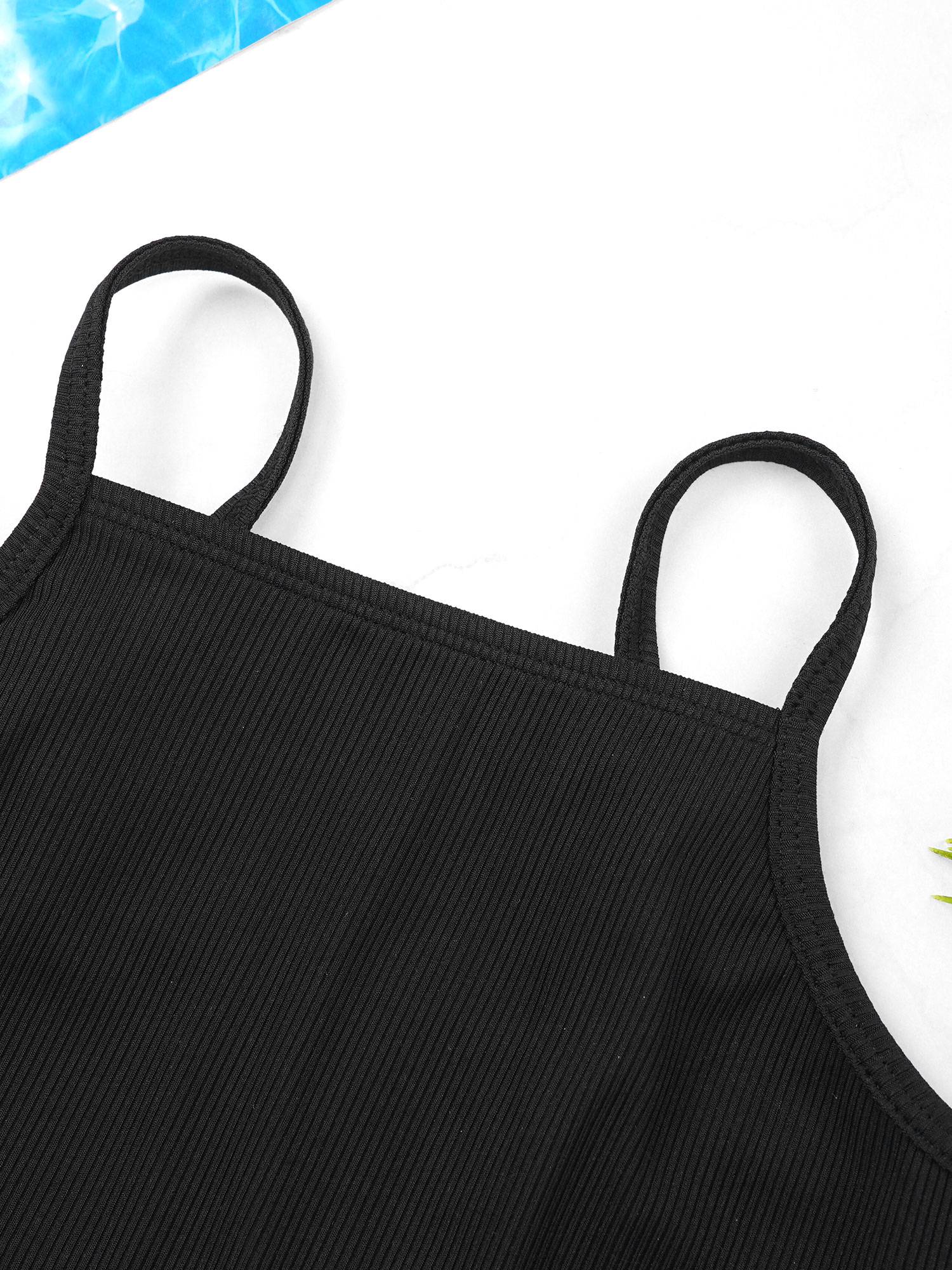 Kids Girls 2pcs Solid Removable Pads Tops and Briefs Bikini Set