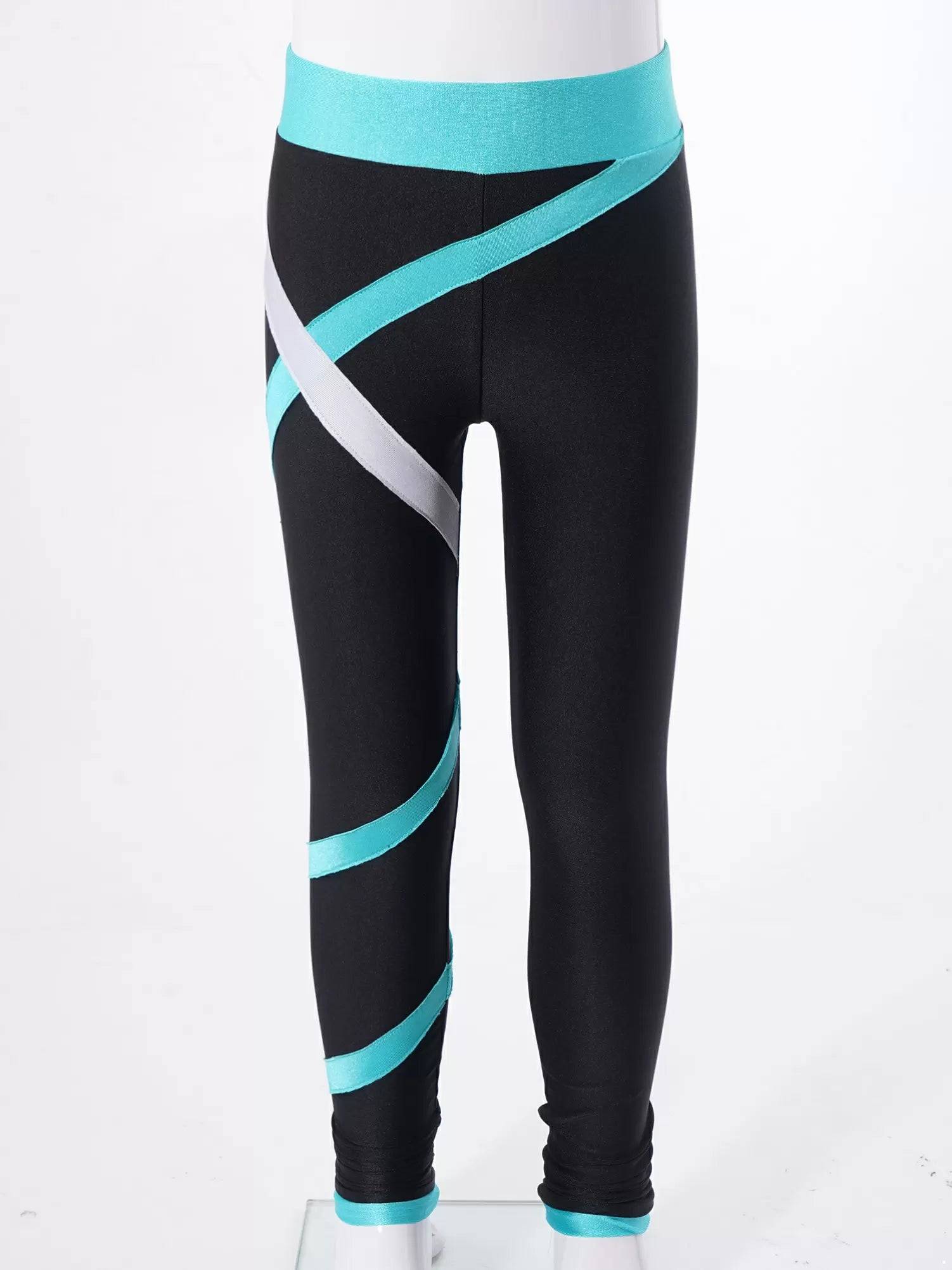 Kids Girls Close-fitting Stretchy Ice Skating Pants Sport Leggings