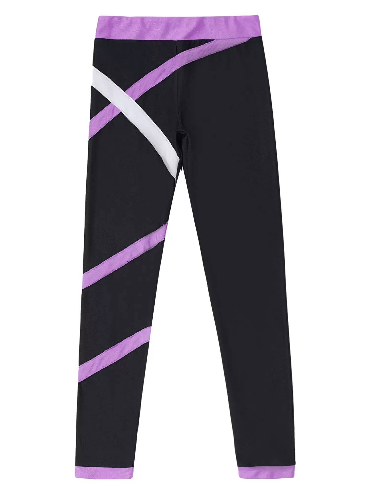 Kids Girls Close-fitting Stretchy Ice Skating Pants Sport Leggings