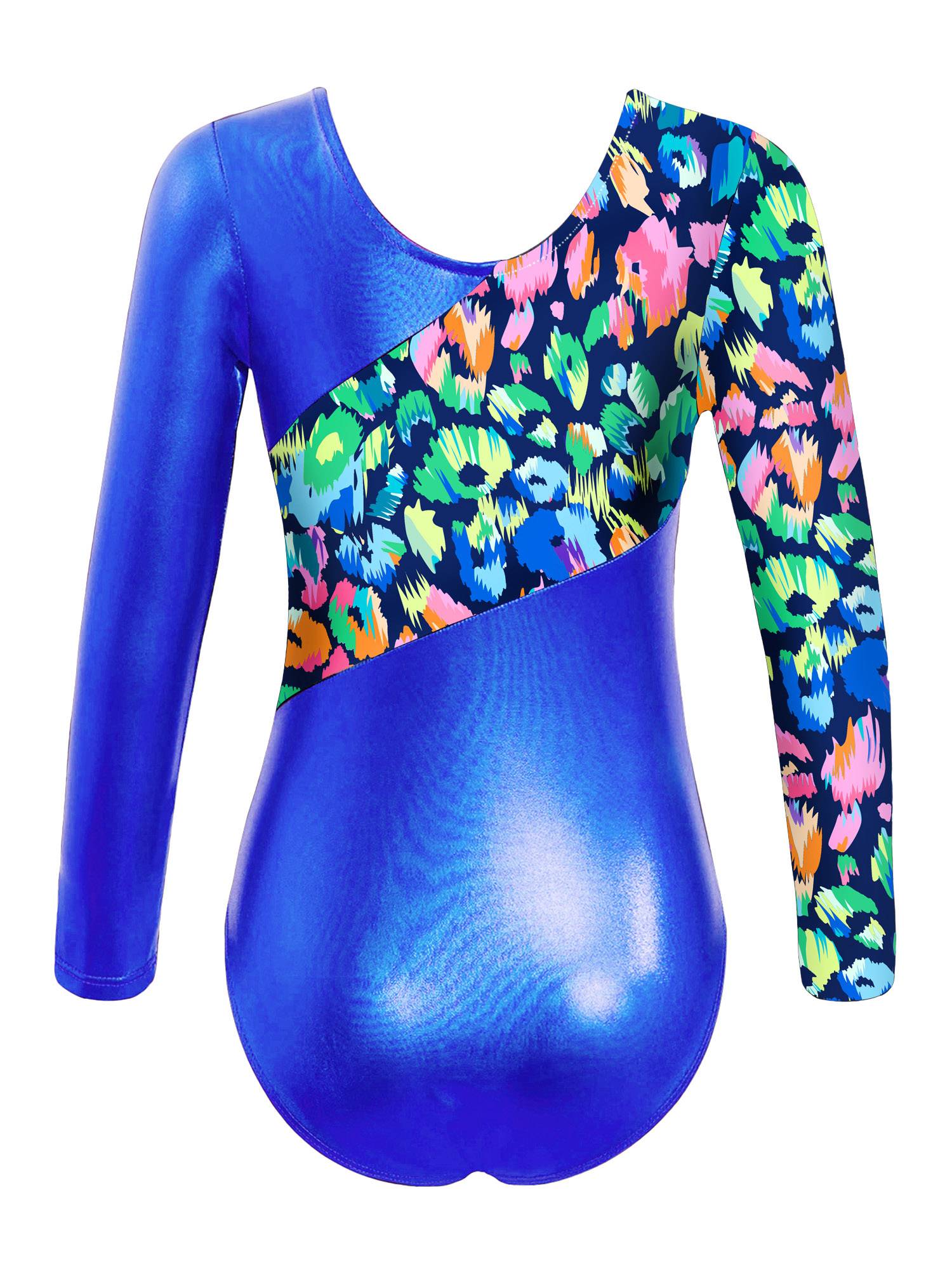 Kids Girls Long Sleeves Leopard Print Gymnastics Leotard