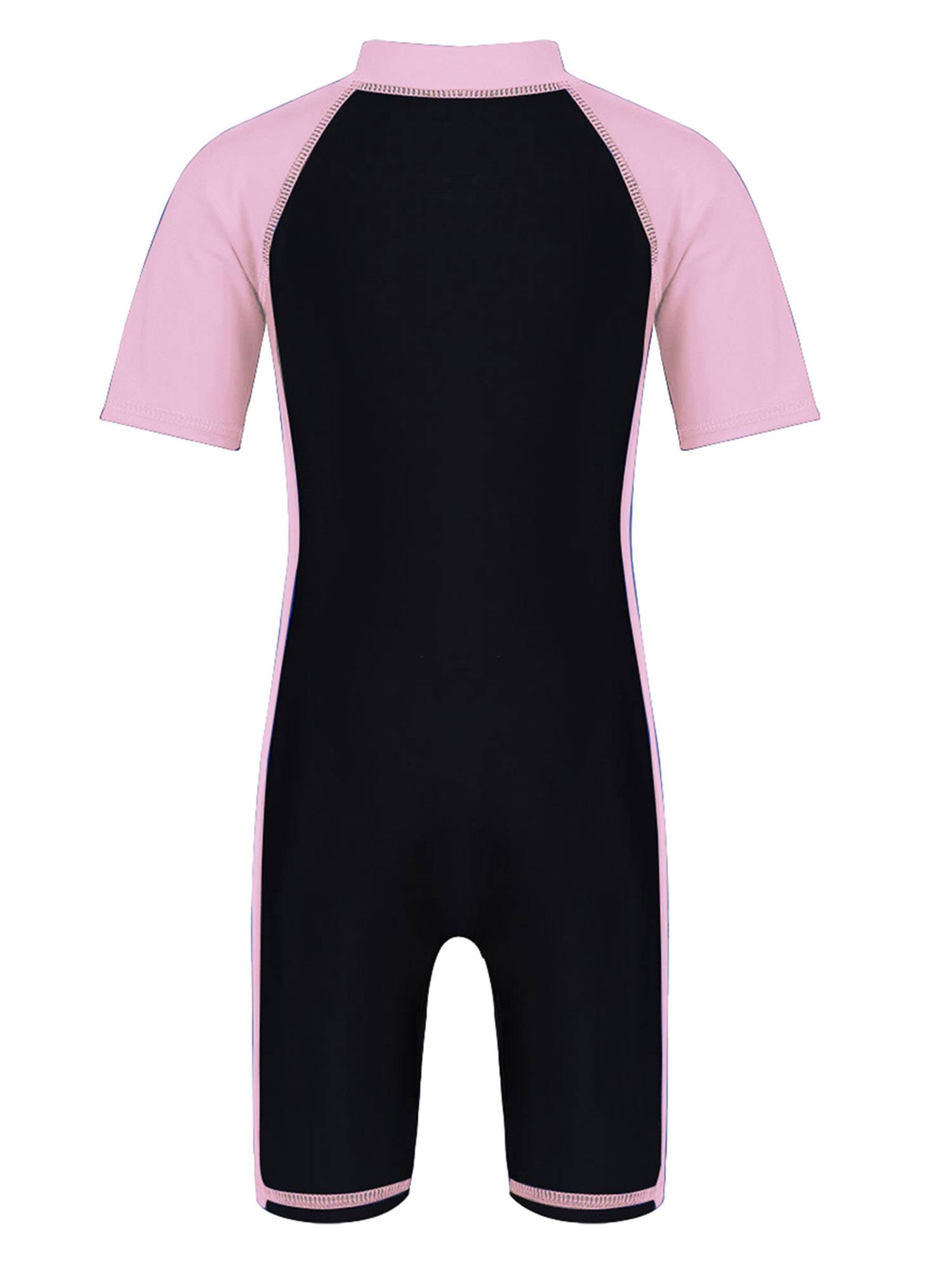 Kids Boys Girls One-piece Swim Short Sleeves Zippered Wetsuit Swimsuit