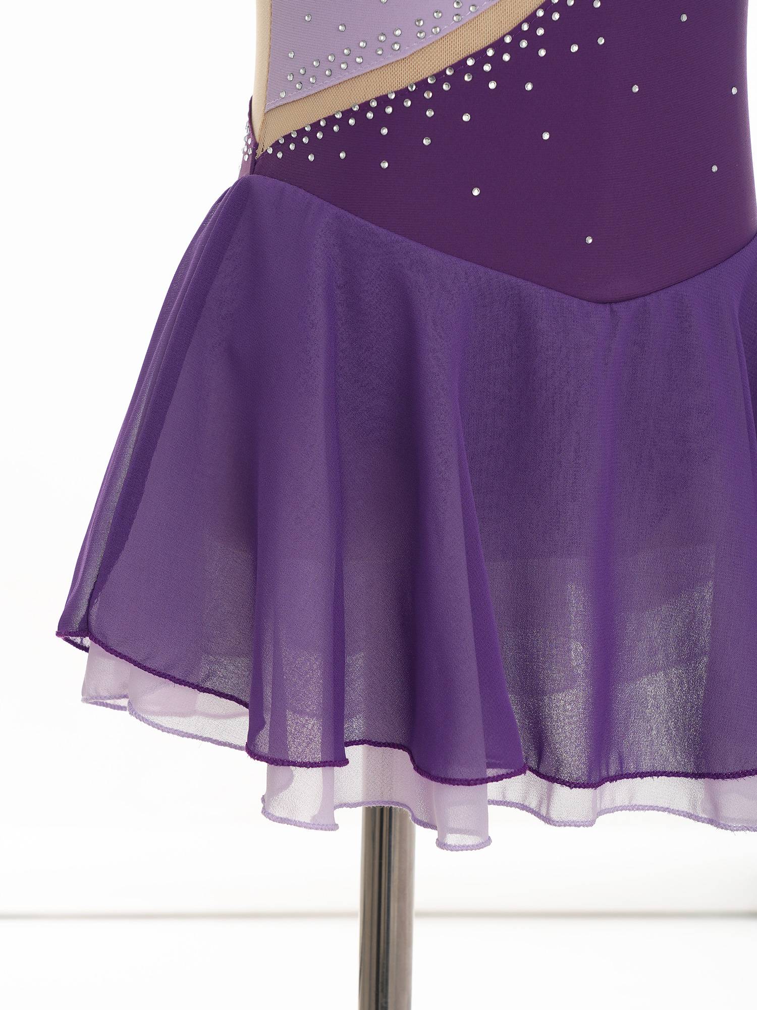 Kids Girls Sleeveless Rhinestone Figure Skating Dance Dress