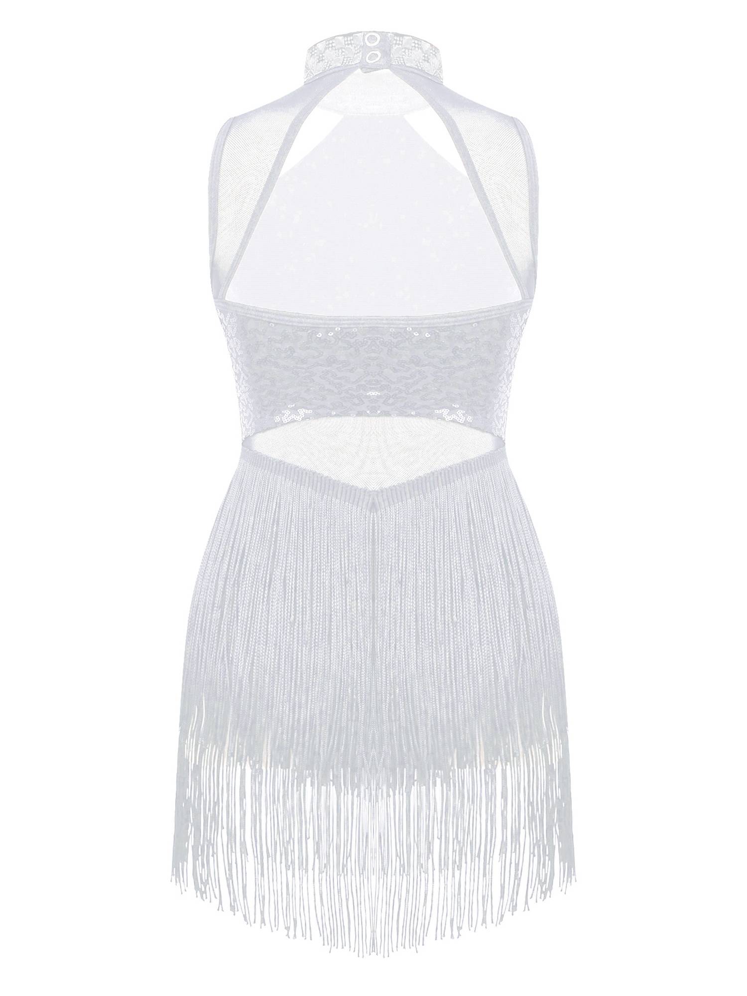 Kids Girls Sequins Mesh Tassel Latin Jazz Dance Leotards