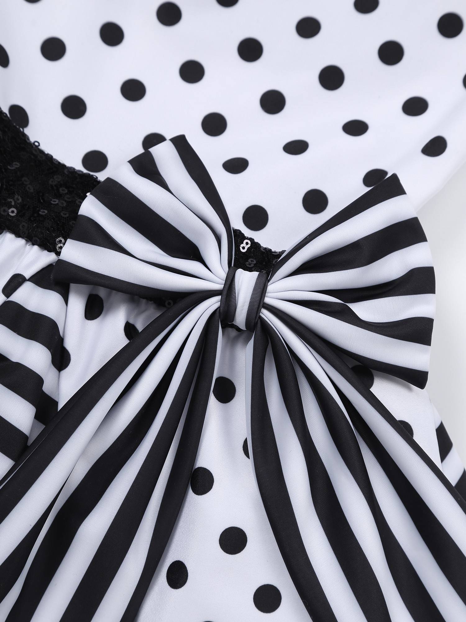 Kids Girls Sleeveless Polka Dots Sequins Bowknot Dance Tutu Dress