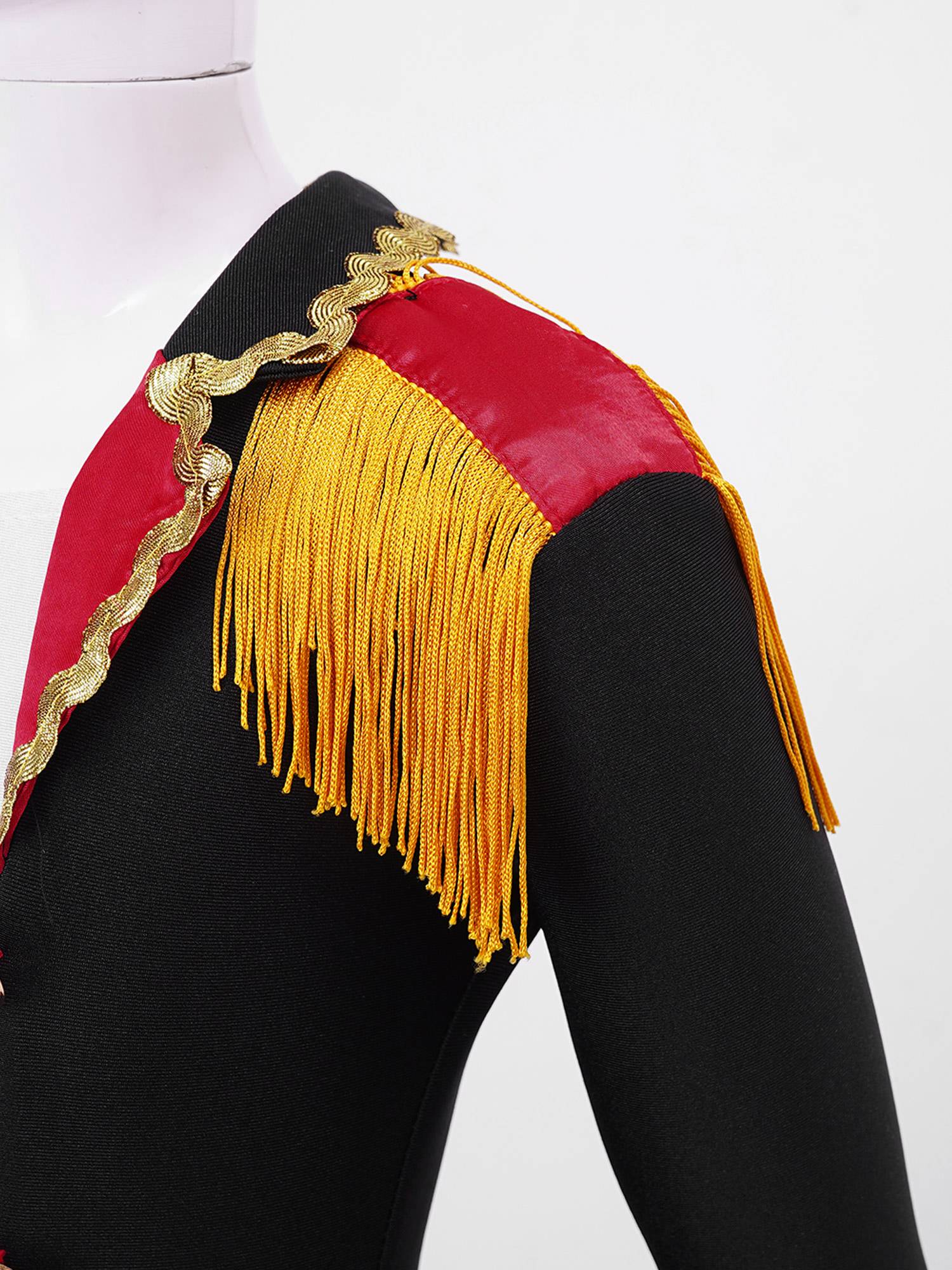 Kids Girls Long Sleeves Tassel Circus Costume Jumpsuit