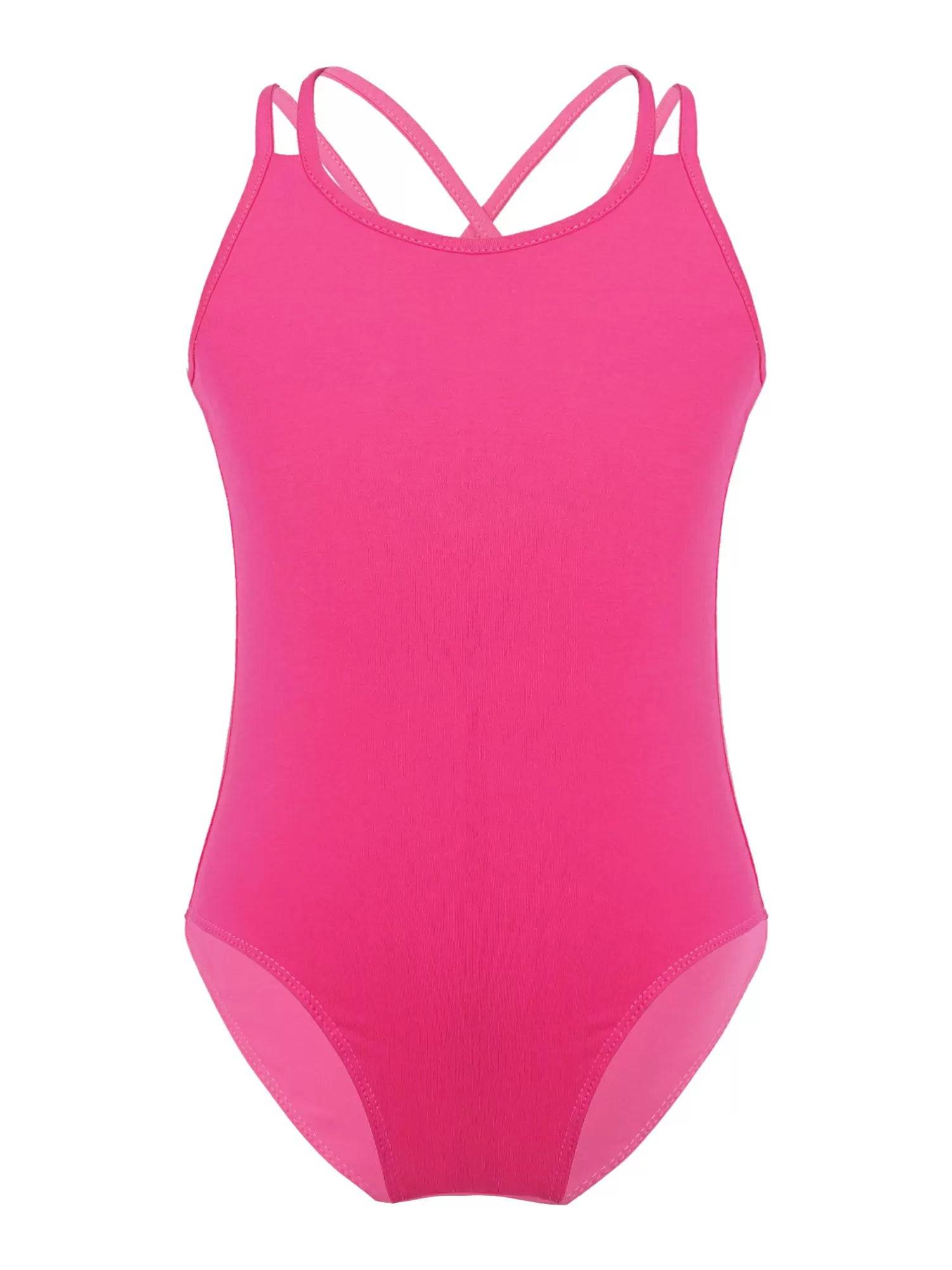 Kids Girls Sleeveless Crisscross Back Gymnastics Dance Leotard