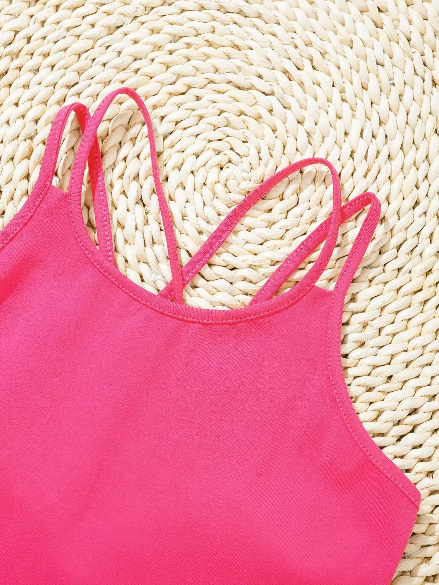 Kids Girls Sleeveless Crisscross Back Gymnastics Dance Leotard