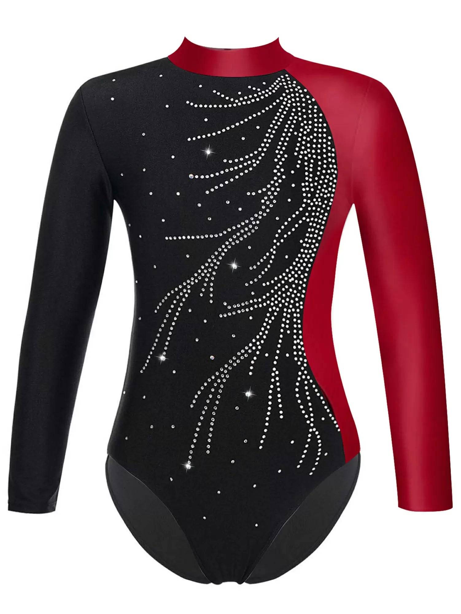 Kids Girls Long Sleeve Keyhole Back Gymnastics Leotard