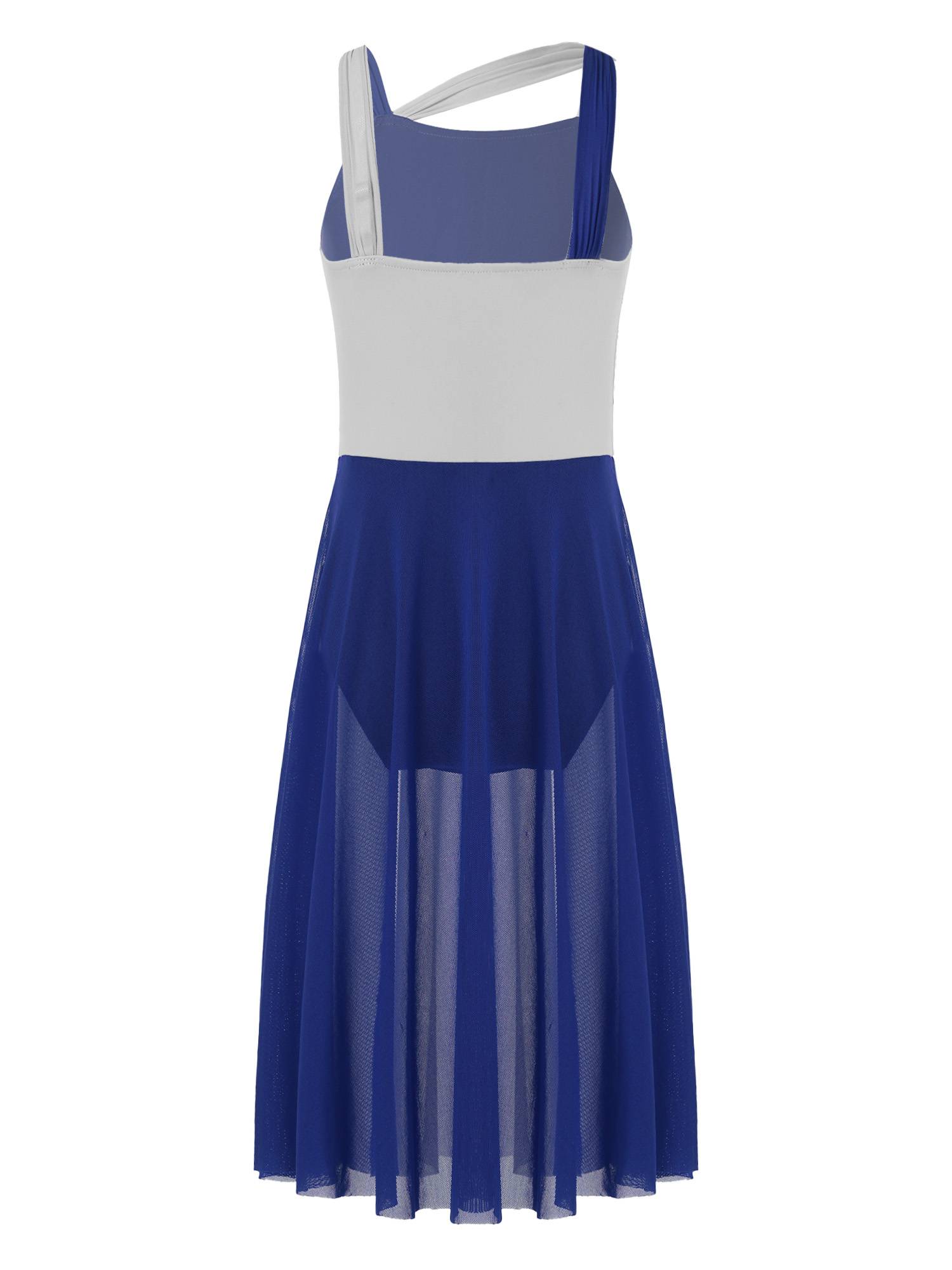 Kids Girls Sleeveless Color Block Lyrical Dance Leotard Dress