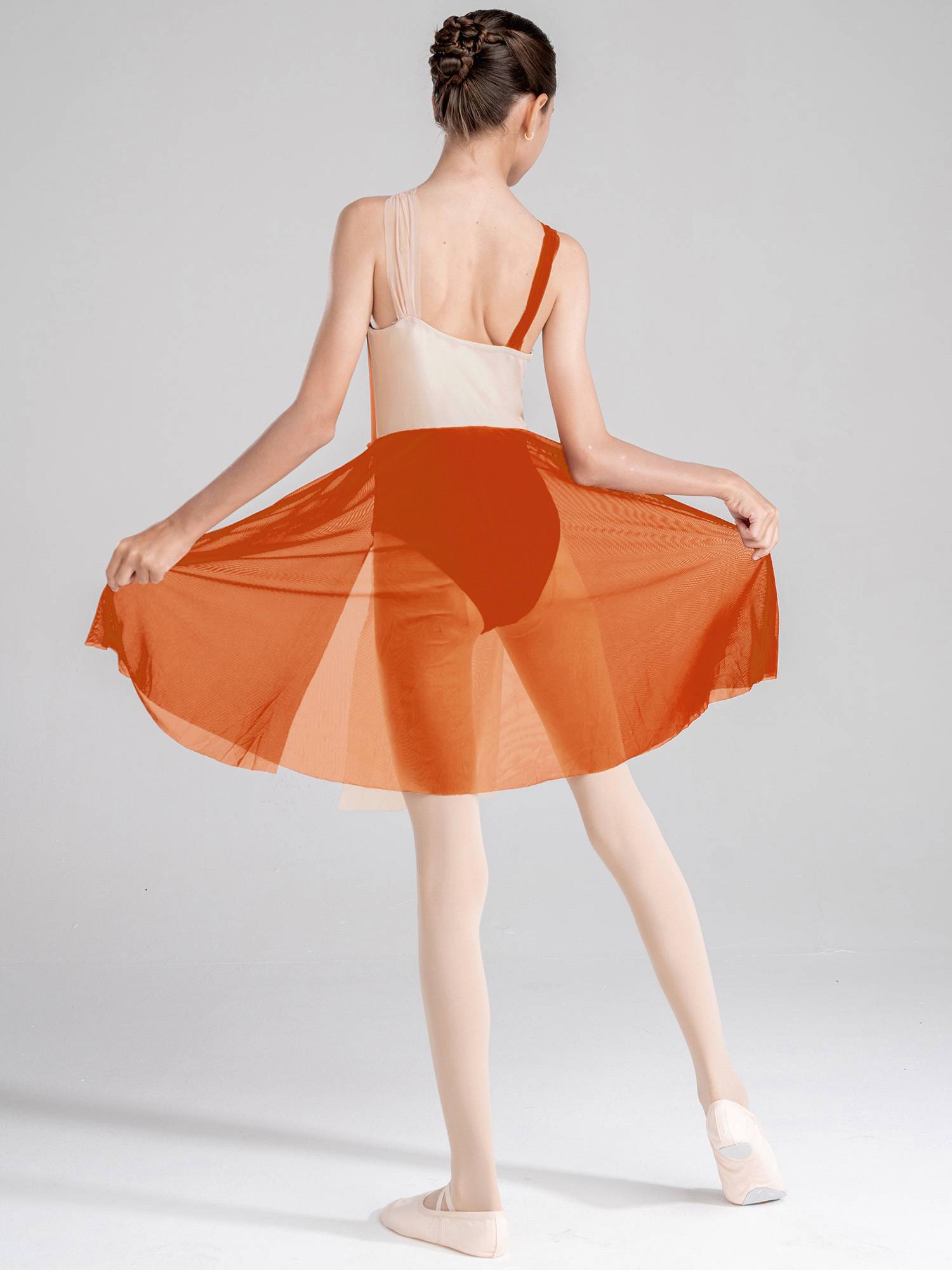 Kids Girls Sleeveless Color Block Lyrical Dance Leotard Dress