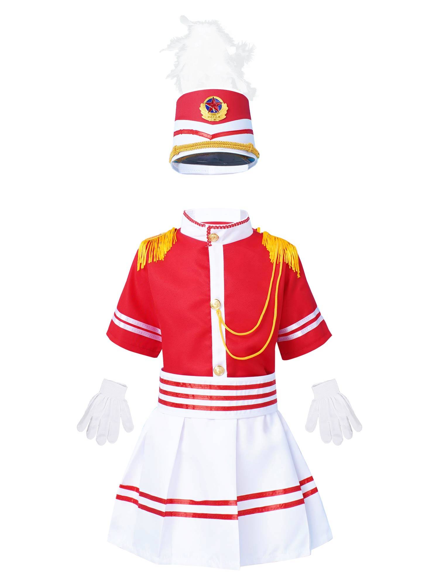 Kids 5pcs Drum and Trumpet Team Costume Honor Guard Uniform Set