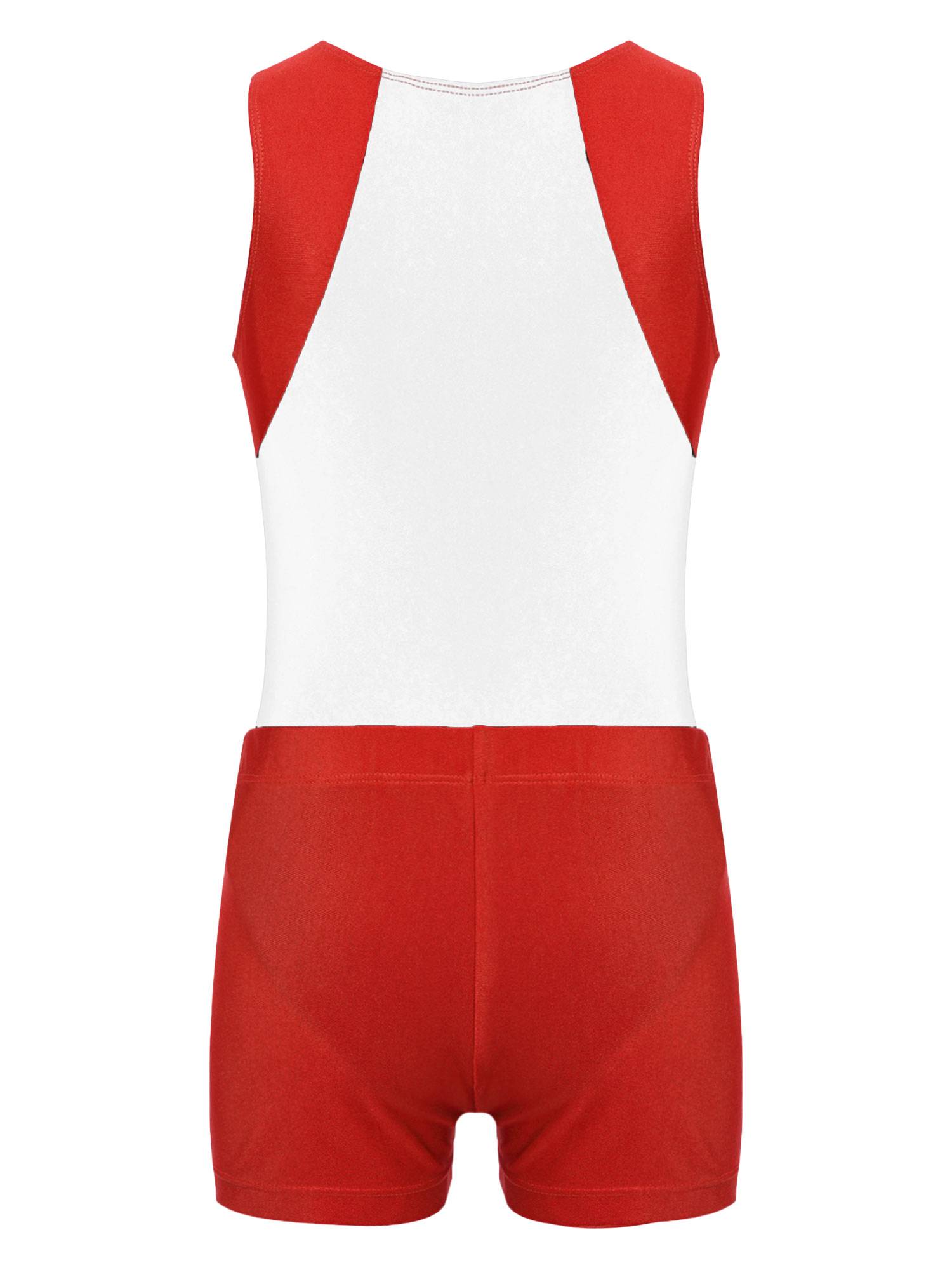 Kids Boys Sleeveless Leotard Bodysuit and Shorts Sport Set