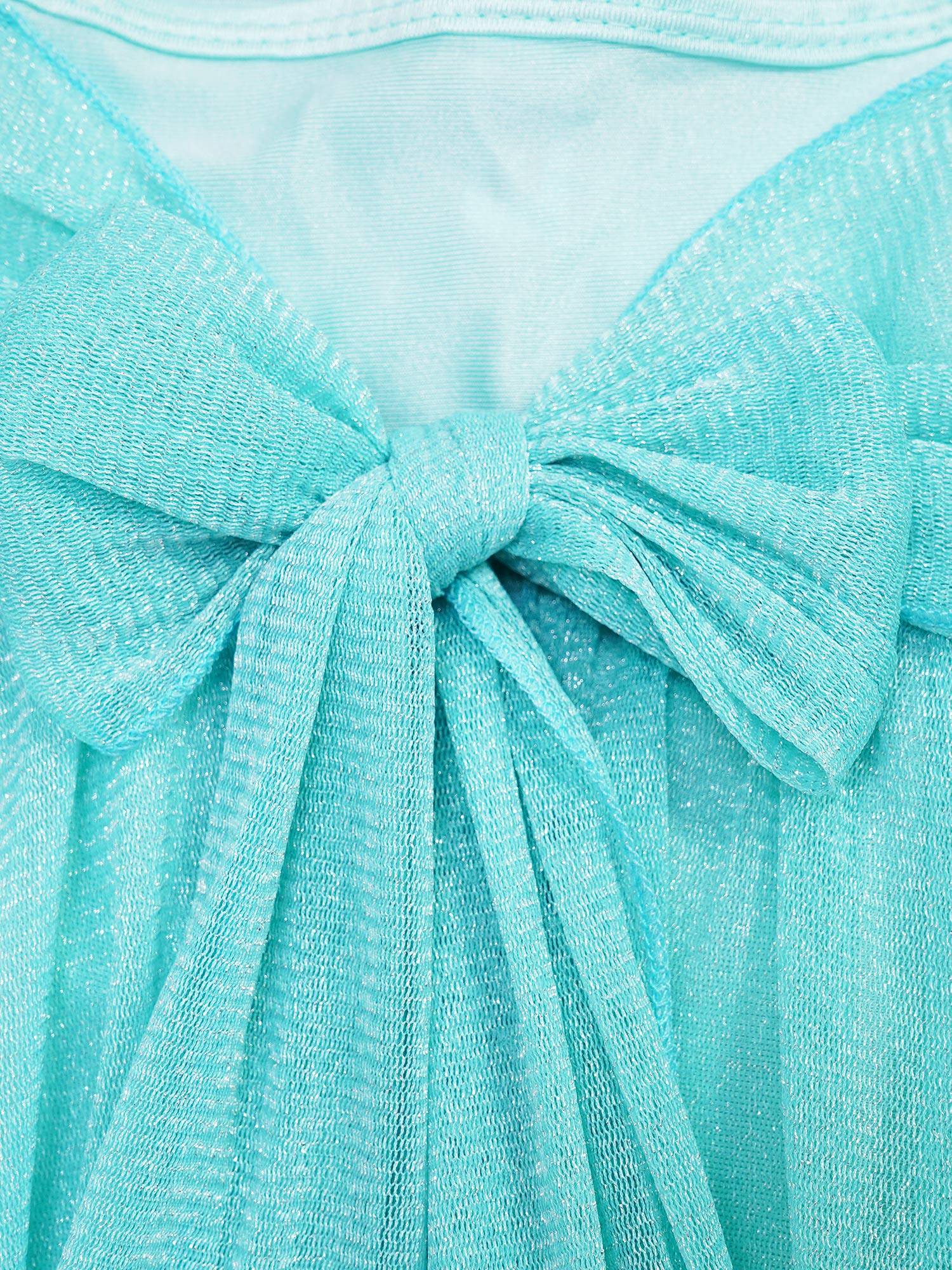 Kids Girls Glittery Mesh Lyrical Dance Gymnastics Leotard Dress