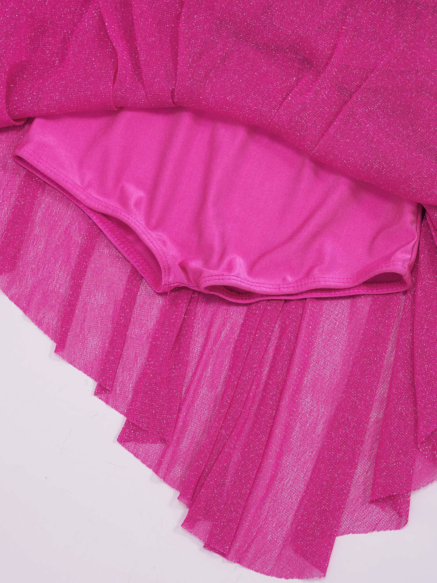 Kids Girls Glittery Mesh Lyrical Dance Gymnastics Leotard Dress