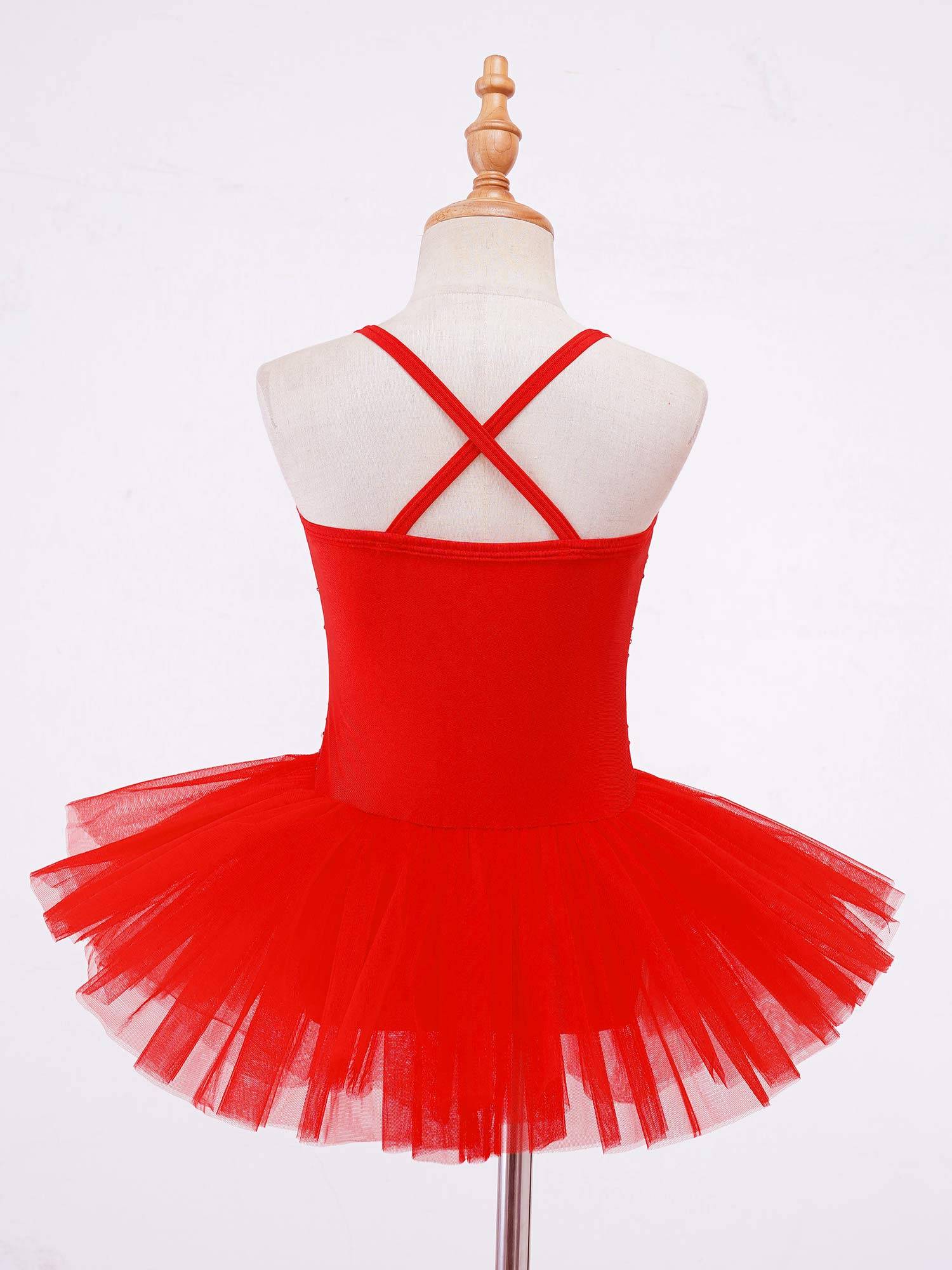 Kids Girls Sequined Ballet Dance Leotard Tutu Dress