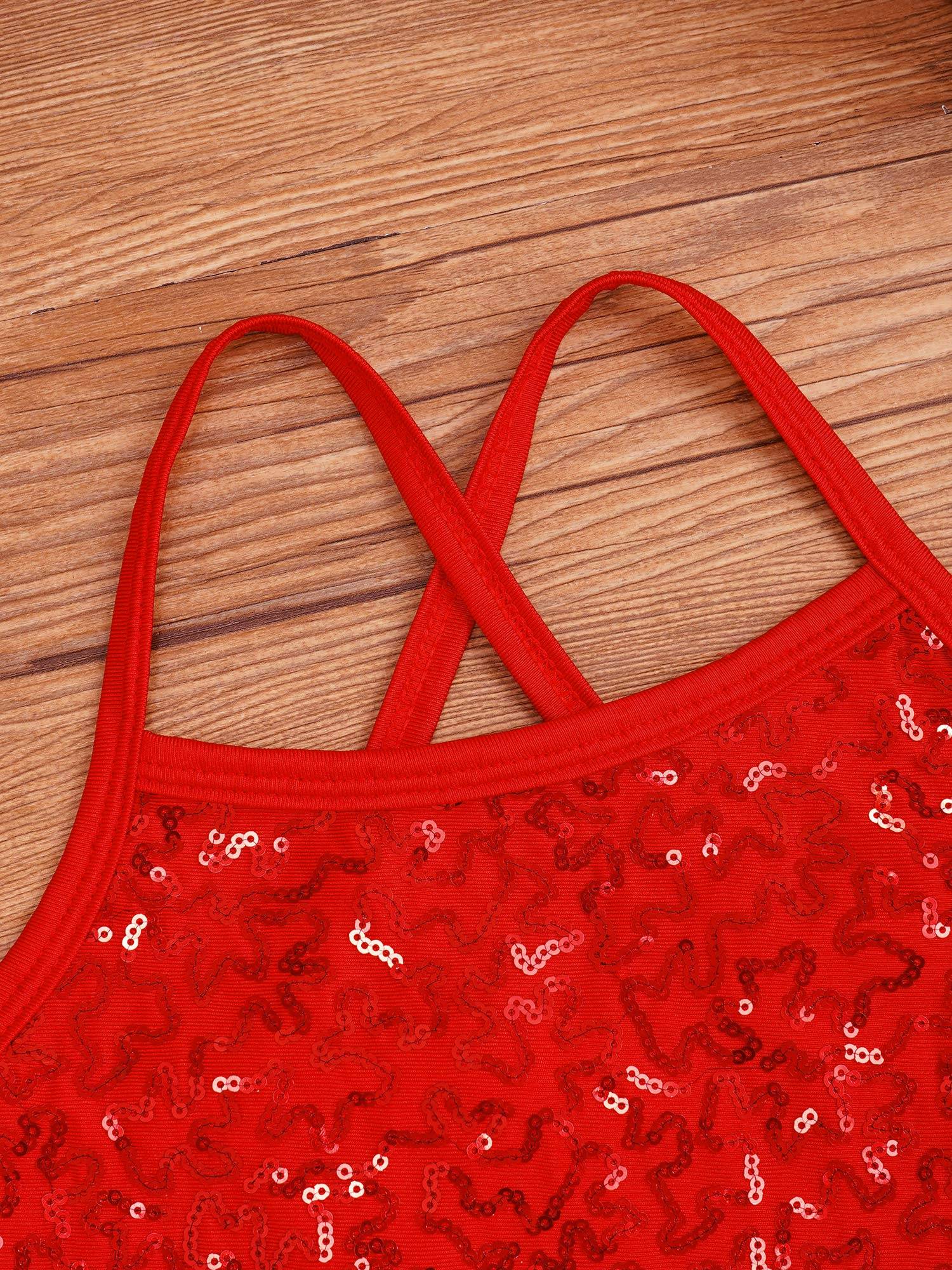 Kids Girls Sequined Ballet Dance Leotard Tutu Dress