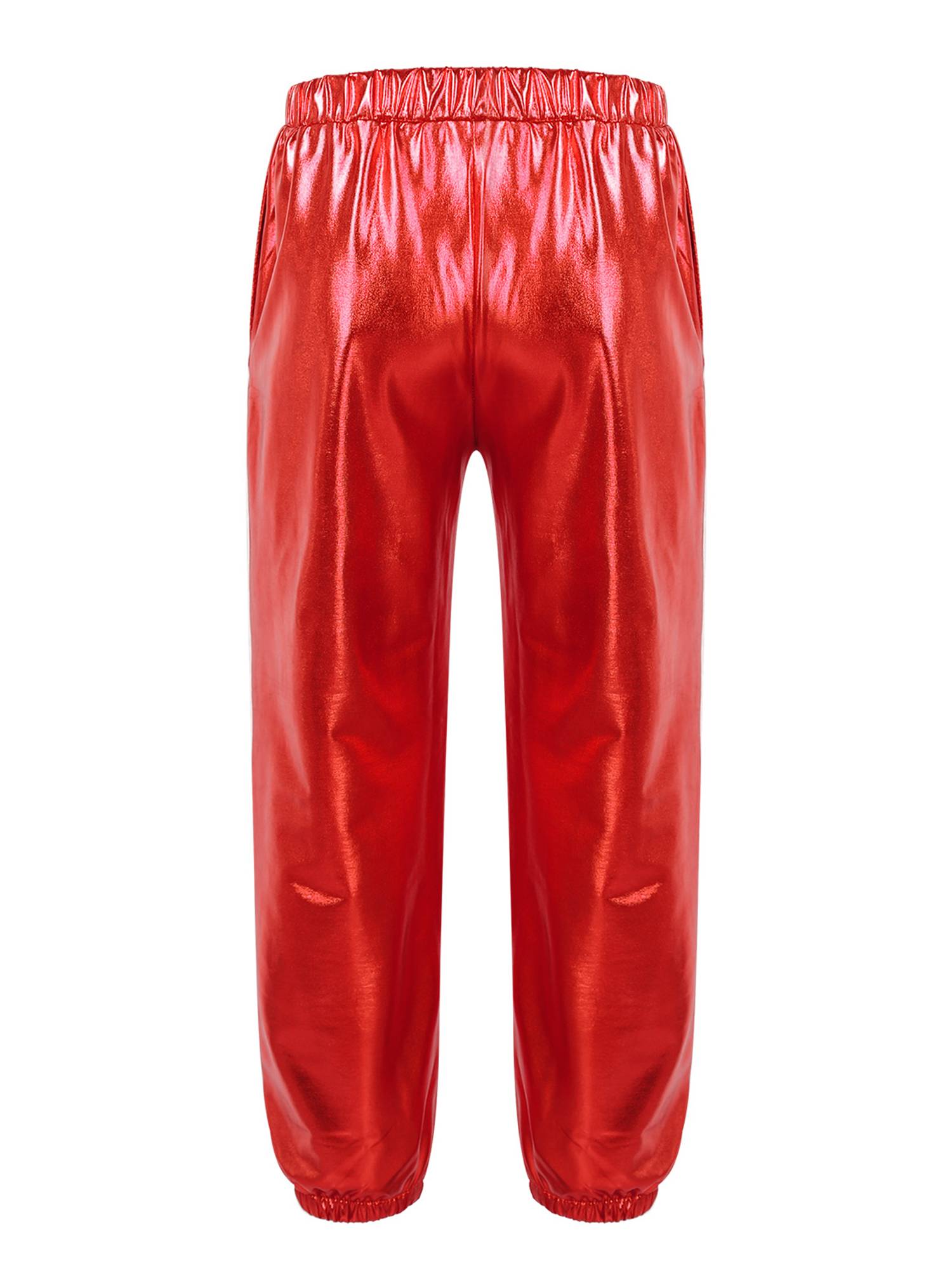 Kids Girls Glossy Metallic Elastic Waist Dance Pants