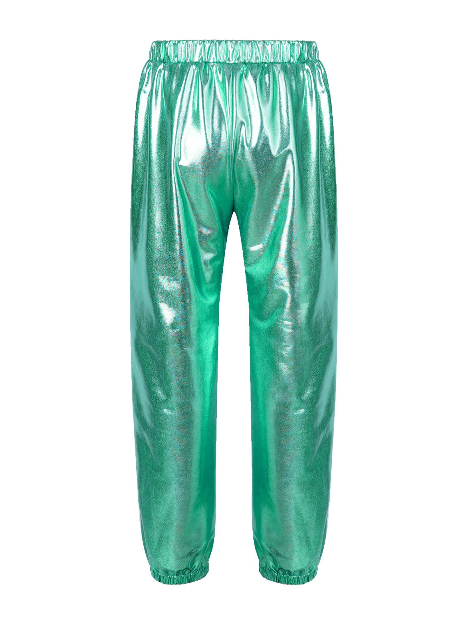 Kids Girls Glossy Metallic Elastic Waist Dance Pants