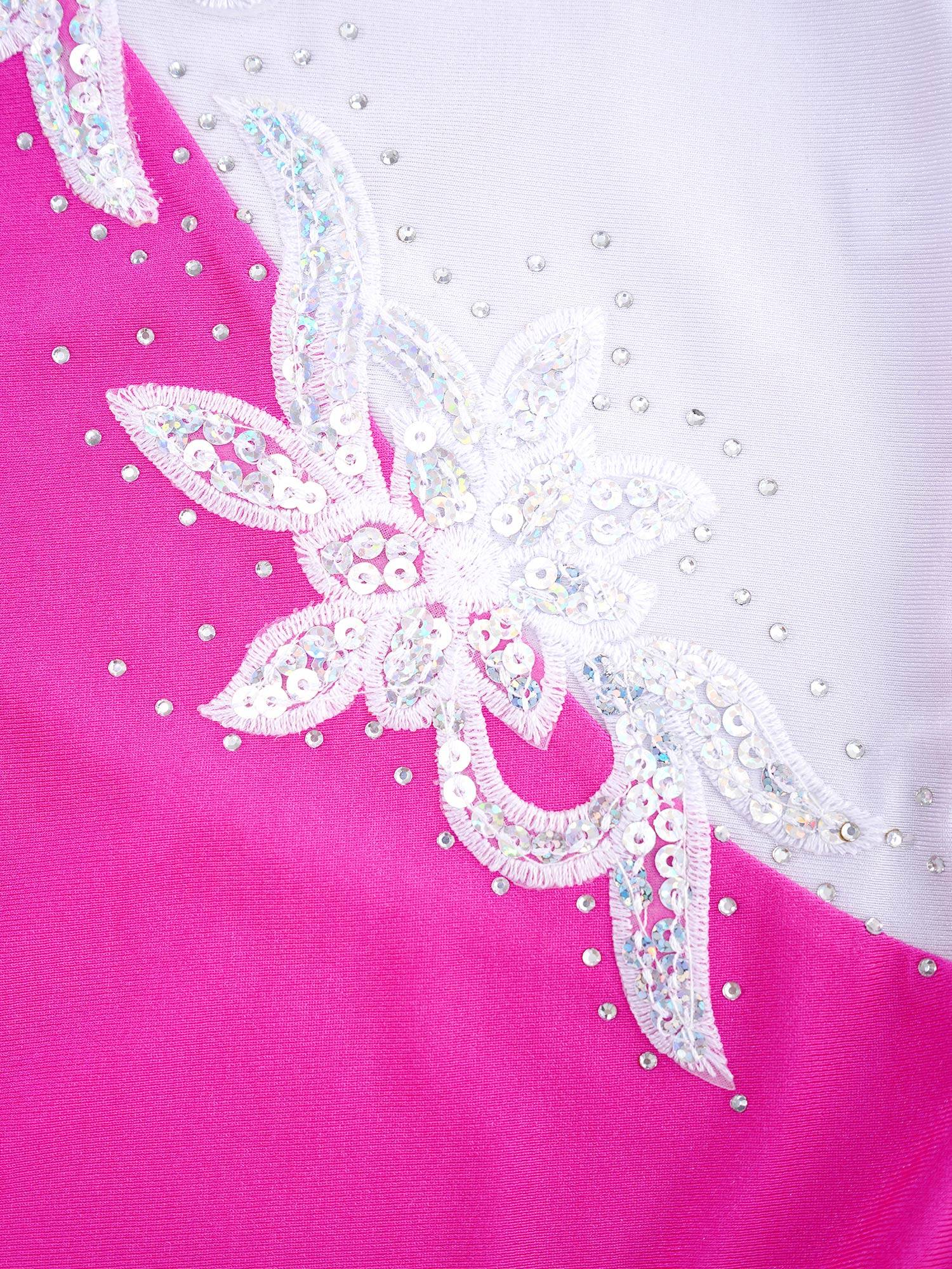 Kids Girls Sleeveless Glittering Sequins Gymnastics Skating Leotard