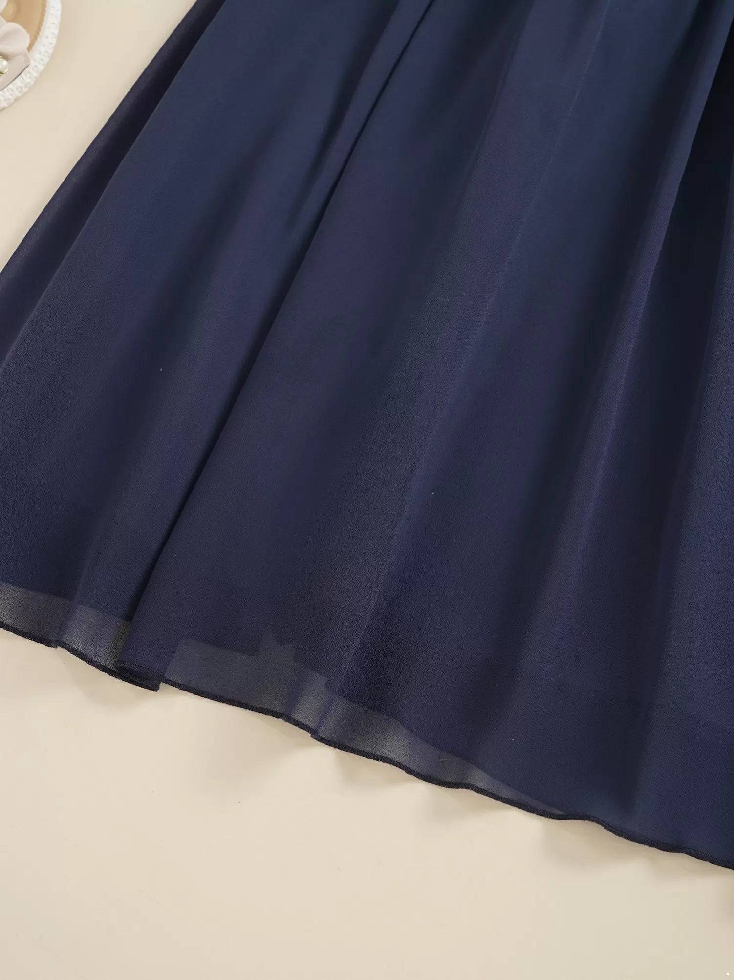 Kids Girls Lace Bodice Backless Chiffon Wedding Dress