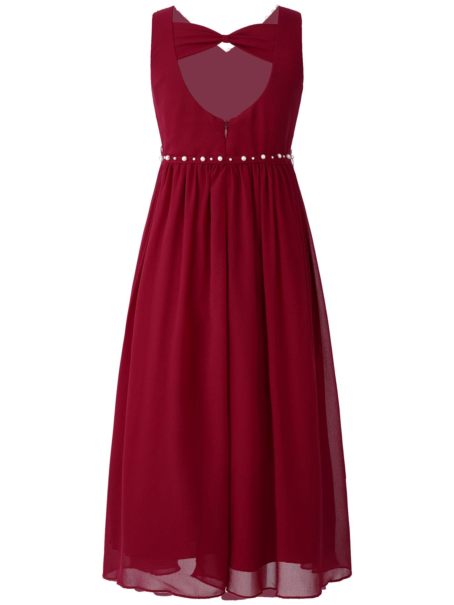Kids Girls Beaded V Neck Chiffon Party Dress