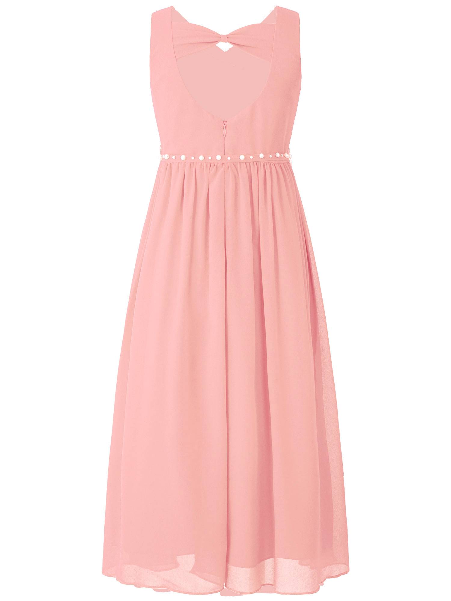 Kids Girls Beaded V Neck Chiffon Party Dress