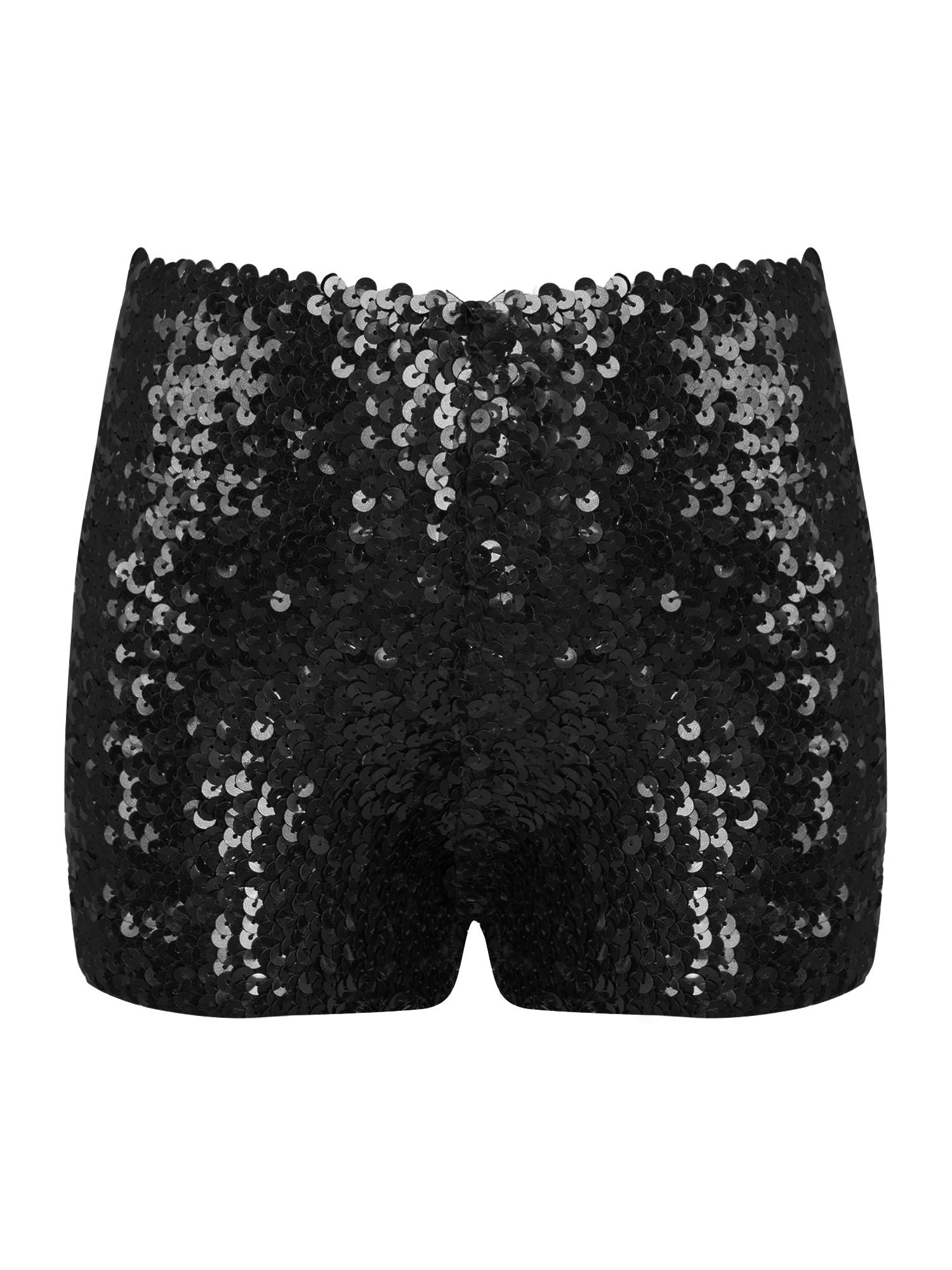 Kids Allover Sequins Solid Color Jazz Dance Shorts