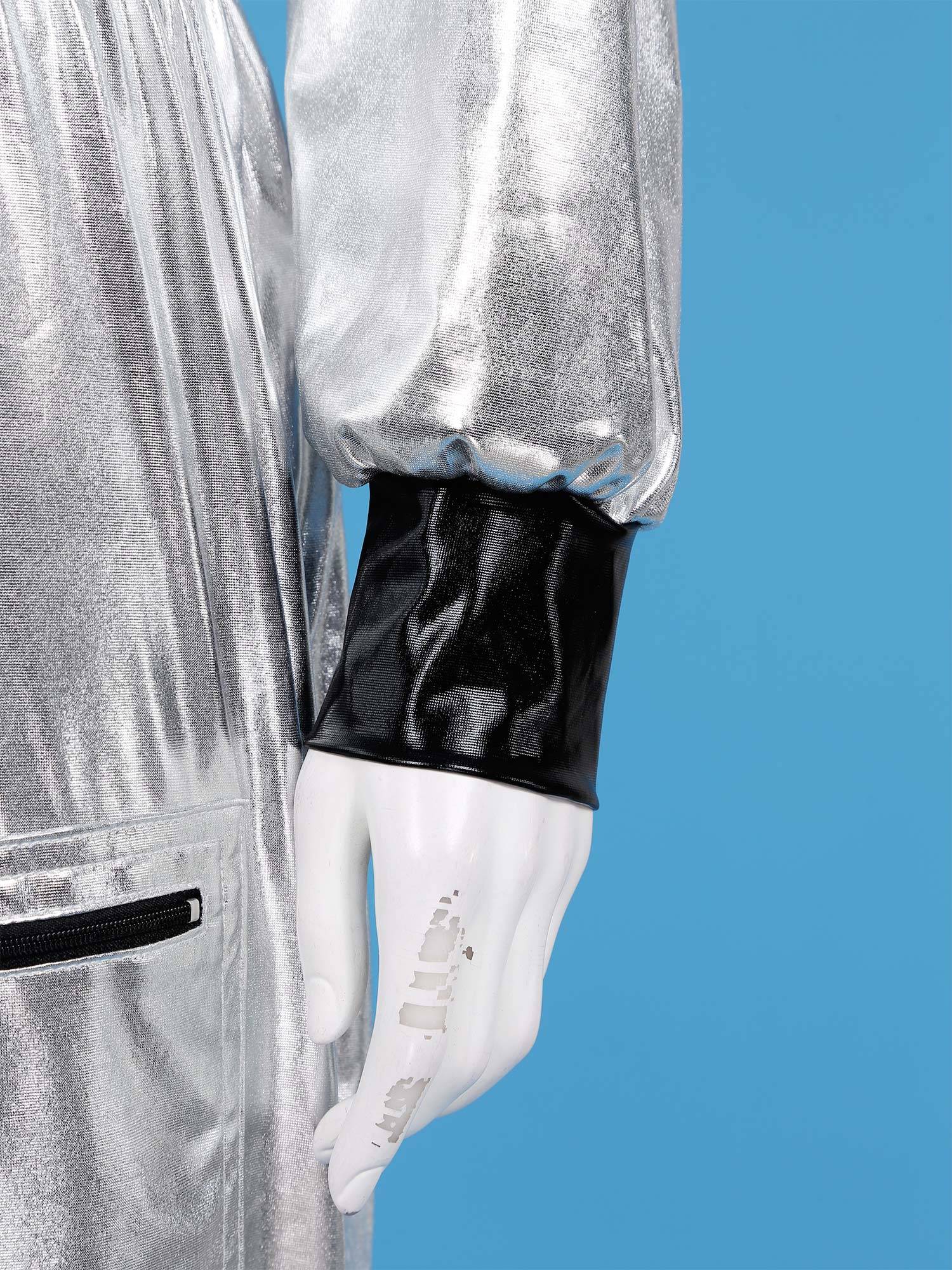 Men Mock Neck Long Sleeve Astronaut Costume Metallic Jumpsuits