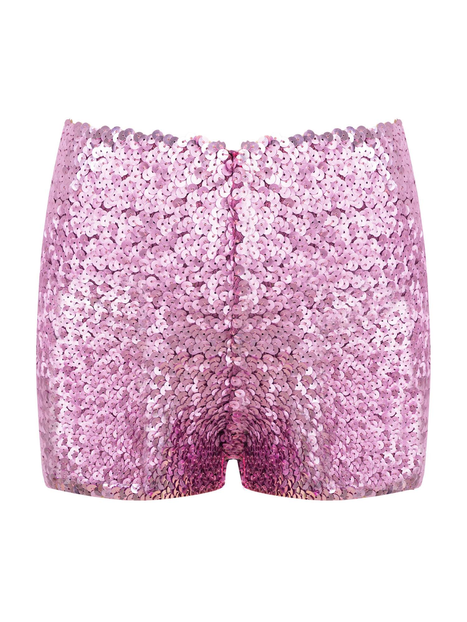 Kids Allover Sequins Solid Color Jazz Dance Shorts