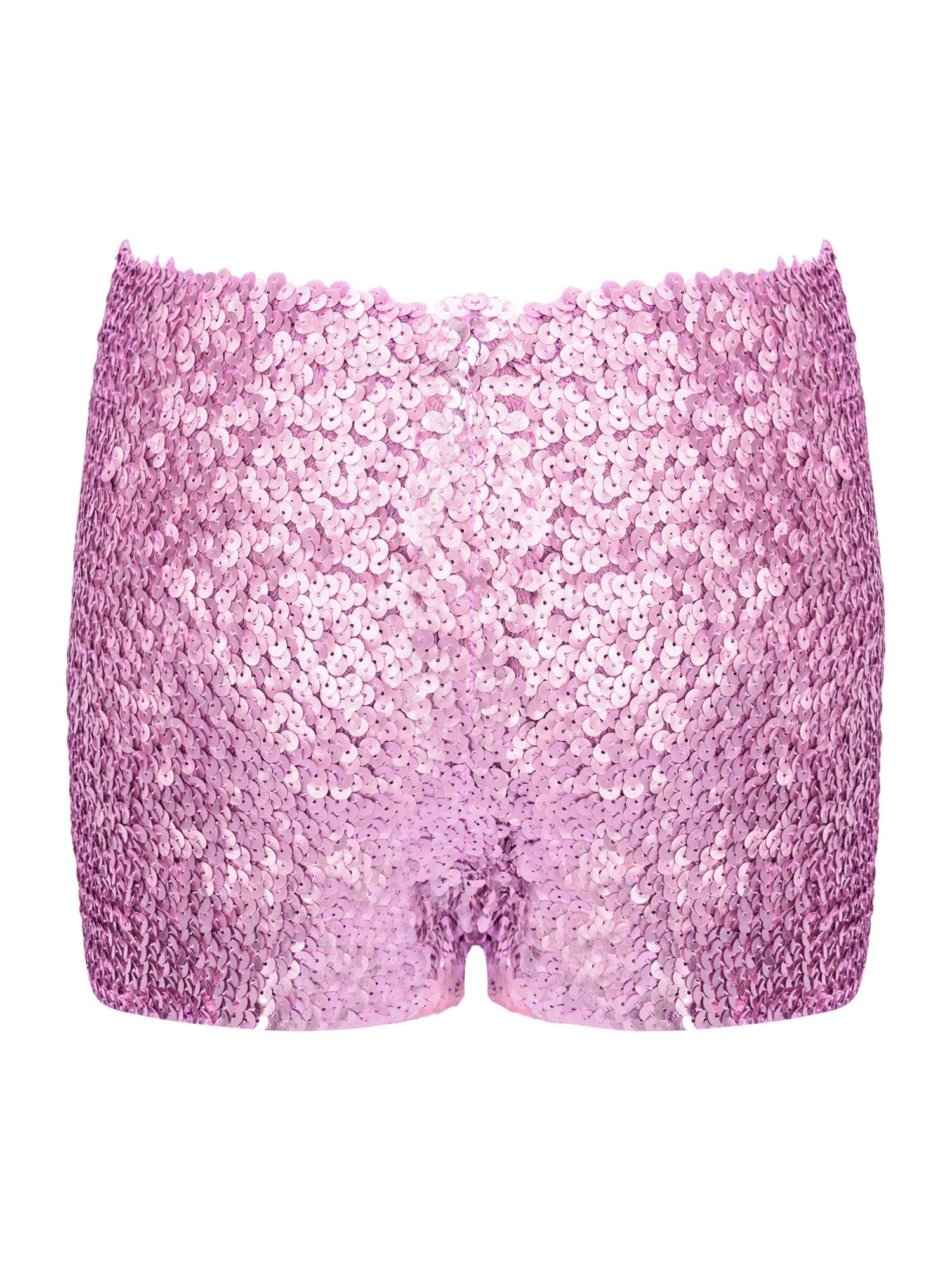 Kids Allover Sequins Solid Color Jazz Dance Shorts